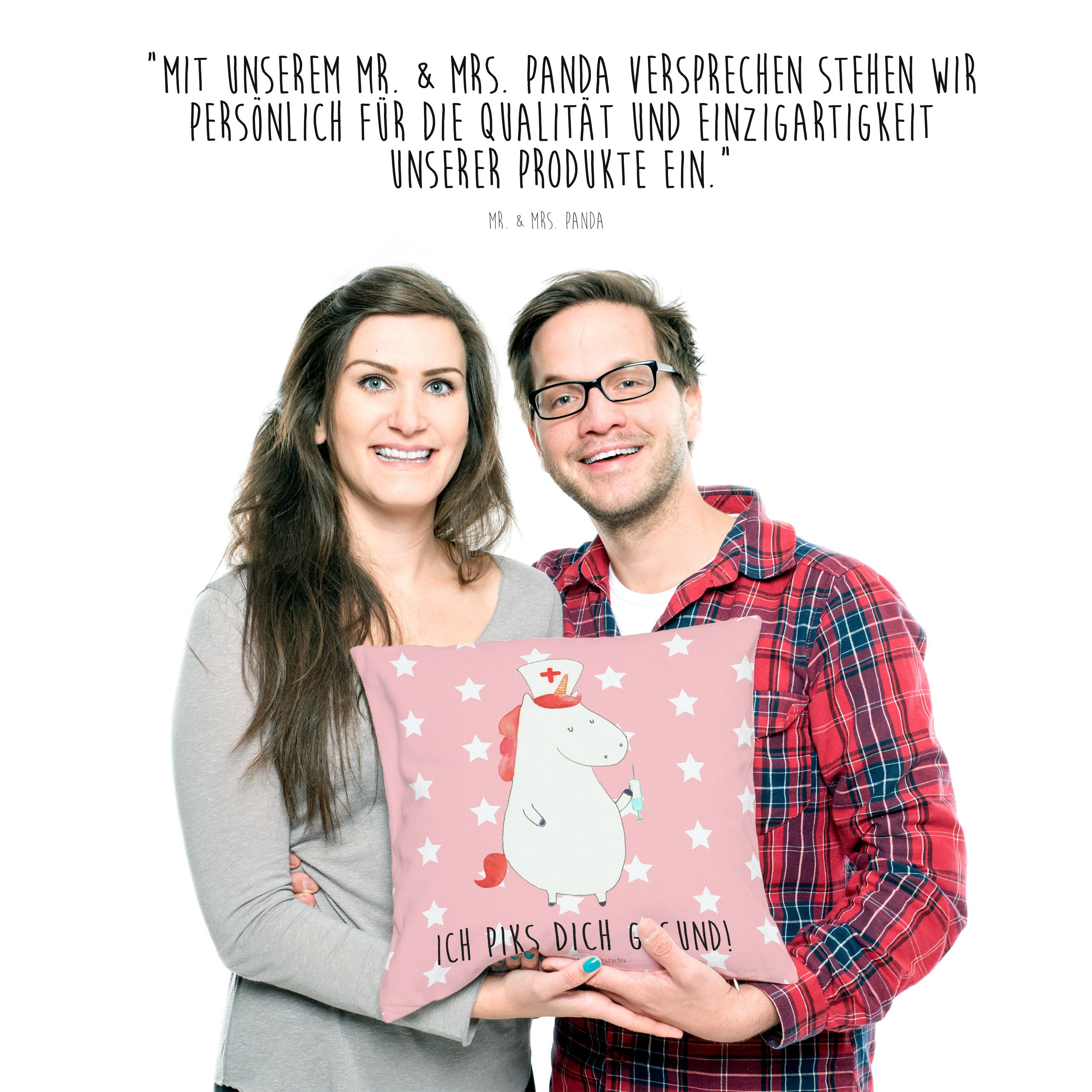Mr. & Mrs. Panda Dekokissen Geschenk, - Rot Kissenhül Pastell - Einhorn Krankenschwester Unicorn