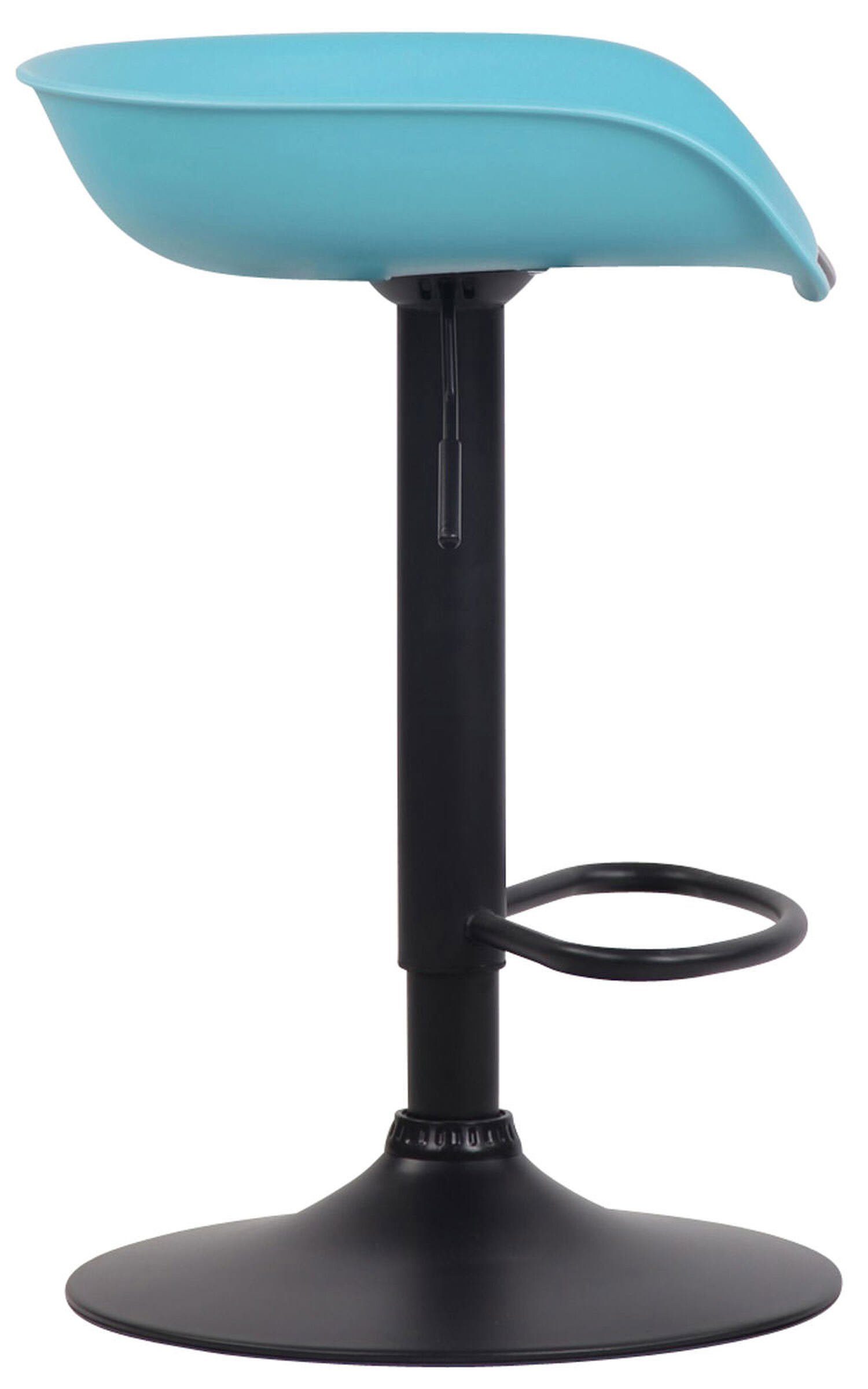 TPFLiving Barhocker Anna mit schwarz - Kunststoff Metall und Fußstütze Sitzfläche: Theke (Barstuhl - höhenverstellbar), Gestell Hocker drehbar Blau & Küche angenehmer 360° für
