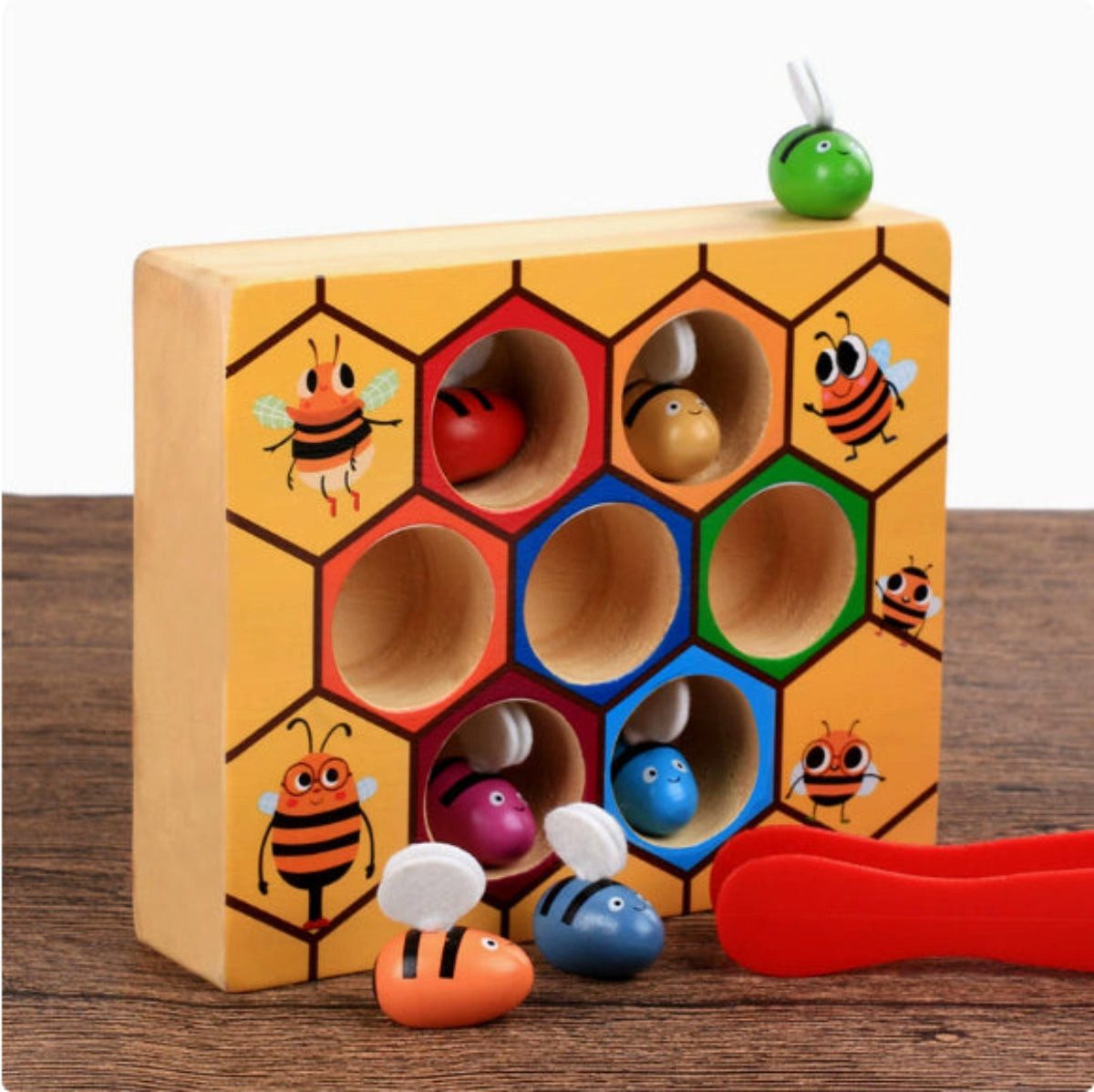 Tinisu Lernspielzeug Montessori Bienen-Spiel aus Holz – 3D-Puzzle für Kinder