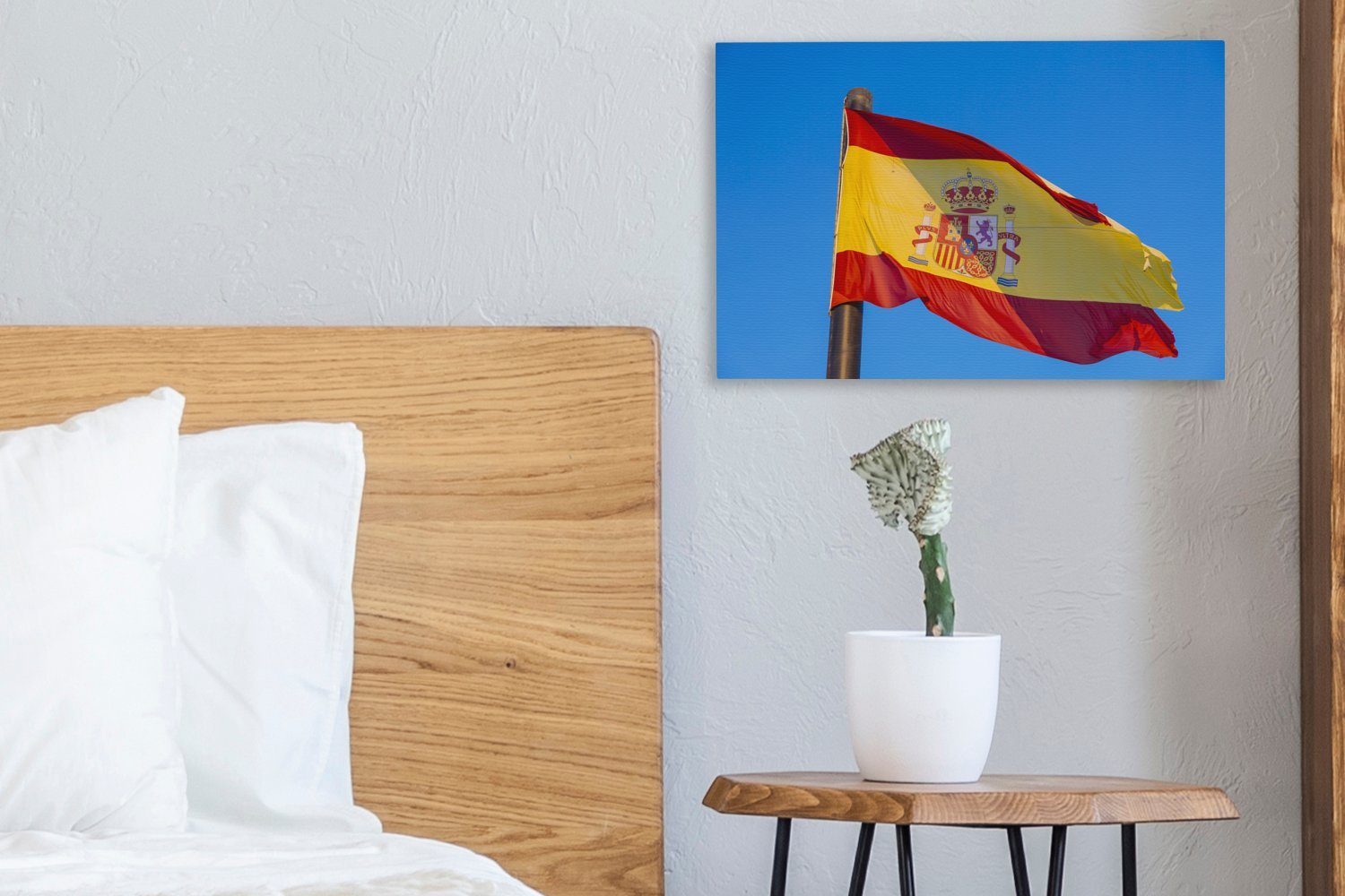 von St), Leinwandbild Aufhängefertig, Nationalflagge 30x20 Wanddeko, (1 cm Wandbild OneMillionCanvasses® Spanien, Die Leinwandbilder,