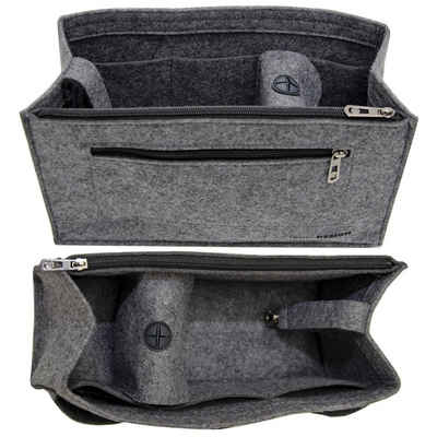 DuneDesign Aufbewahrungstasche Handtaschen Organizer L 30x12x17 cm Filz Einsatz, 30x12x17 cm Innentasche Grau