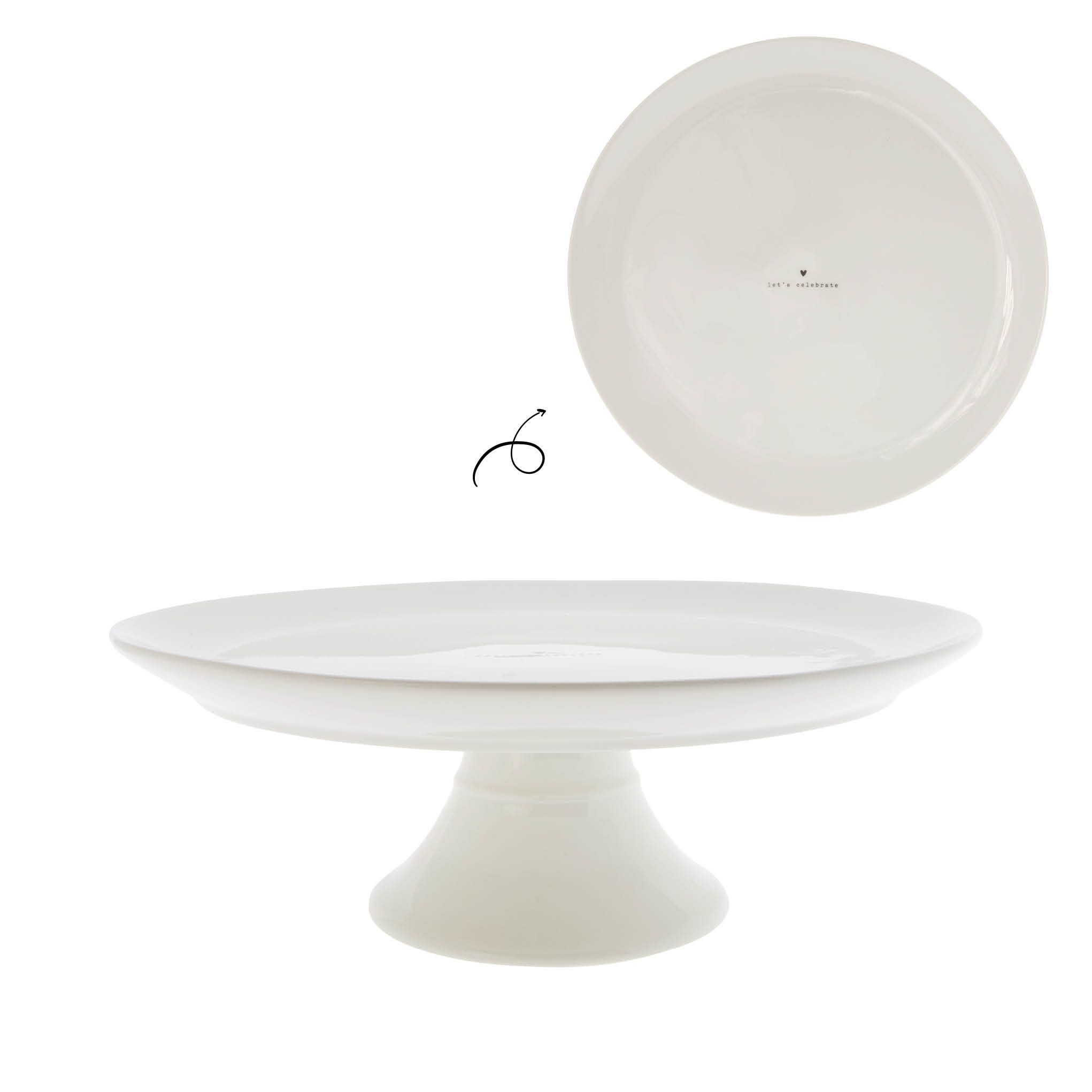 Bastion Collections Tortenplatte Keramik Weiß Ø 30 cm – Kuchenplatte mit Fuß für Geburtstag & Hochzeit