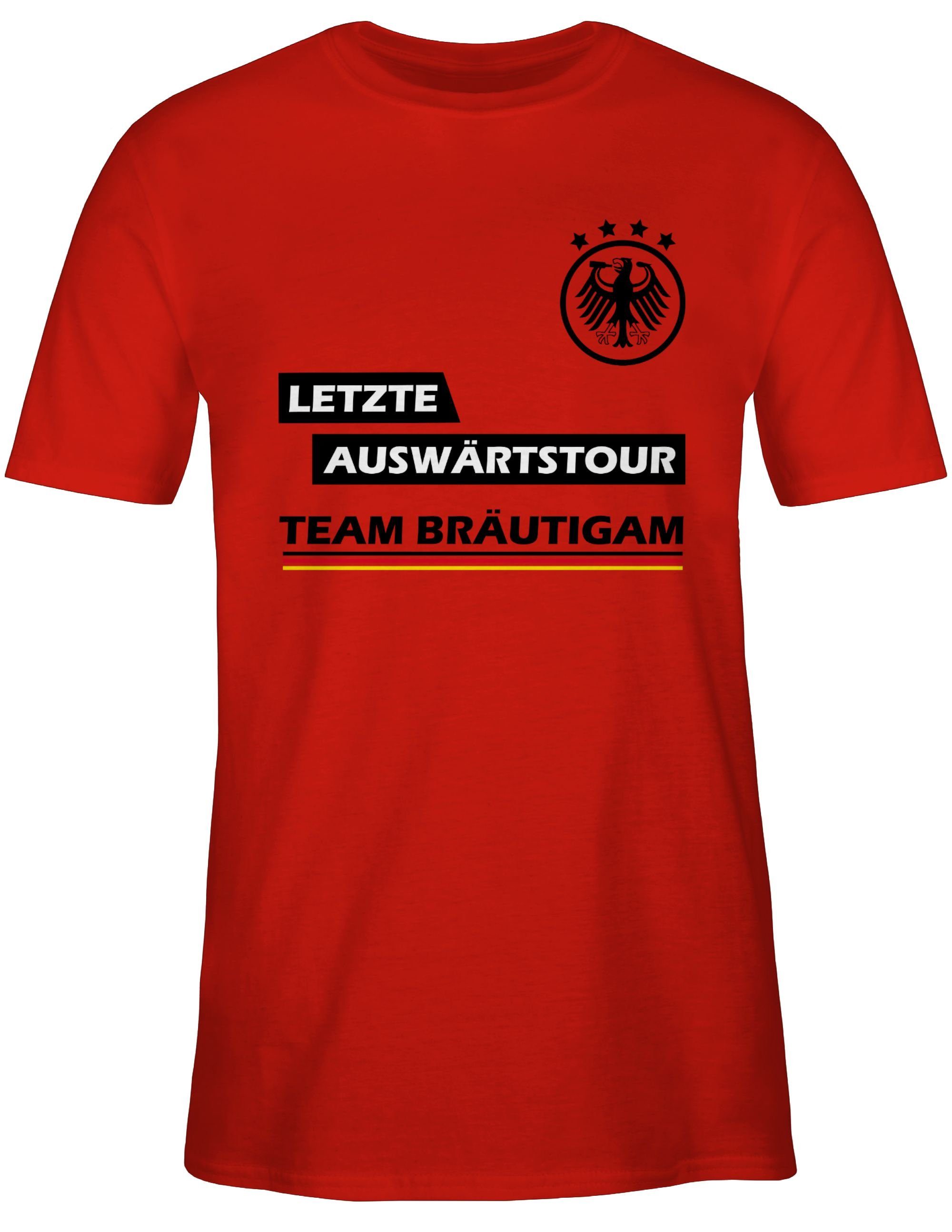 Shirtracer T-Shirt JGA Rot Bräutigam Auswärtstour Team Männer Letzte 3