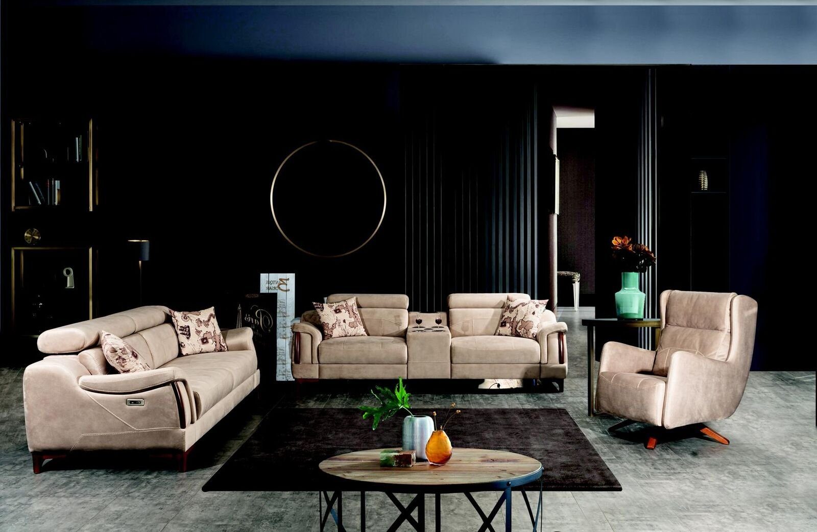 JVmoebel Wohnzimmer-Set Set 3 tlg Luxus Sofagarnitur Dreisitzer Sofa Couch Modern Möbel, (3-St., Nur Sofa 3+2 Sitzer + Sessel), Made in Europa