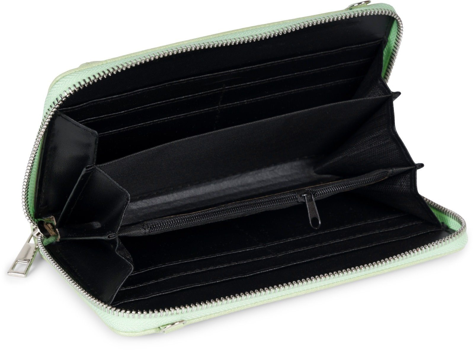 styleBREAKER Smartphonetasche (1-tlg), Geldbörse Lindgrün Unifarben Handyfach mit