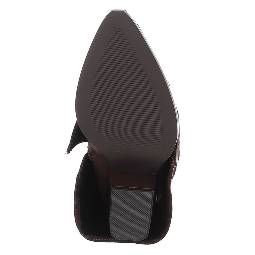 Ital-Design Modische Stiefel mit Metallösendetails für Damen Westernstiefel (91261262) Blockabsatz Stiefel in Dunkelbraun