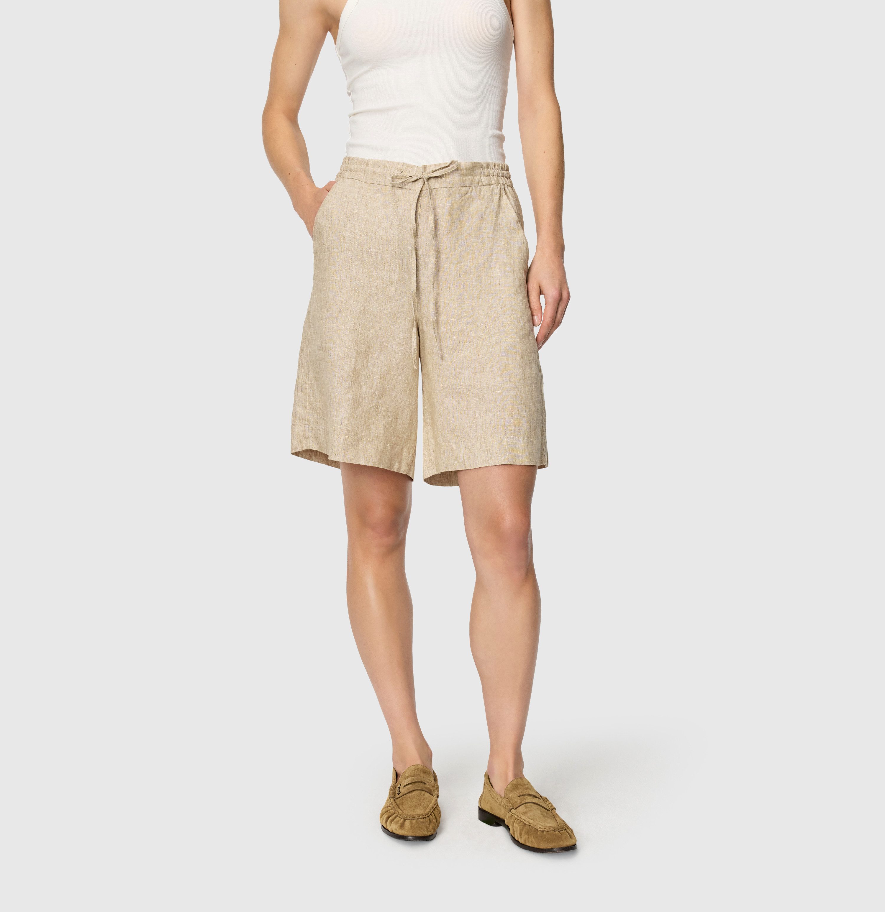 MAC Leinenhose SANNY Shorts, Bermudas mit Gummizug und Kordelzug