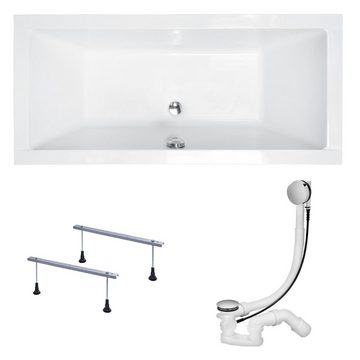 KOLMAN Badewanne Rechteck Quadro 190x90, Acrylschürze Styroporträger, Ablauf VIEGA & Füße GRATIS