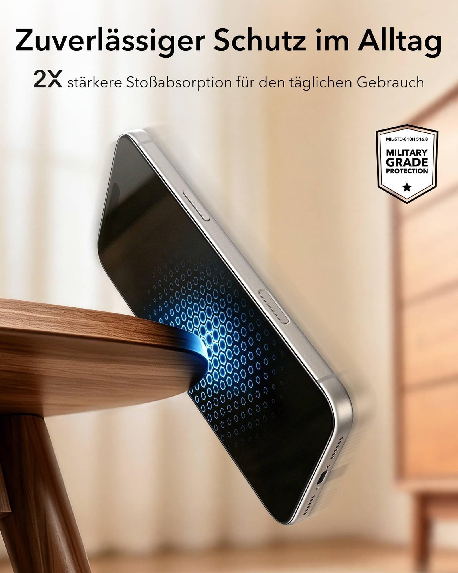ESR Displayschutzglas Tempered-Glass Displayschutz für das iPhone 18 Pro für Apple iPhone 18 Pro/17 Pro, 9H-Härte, 7-fache Stoßdämpfung, UltraFit Aufbringhilfe – Bild 4 von 5