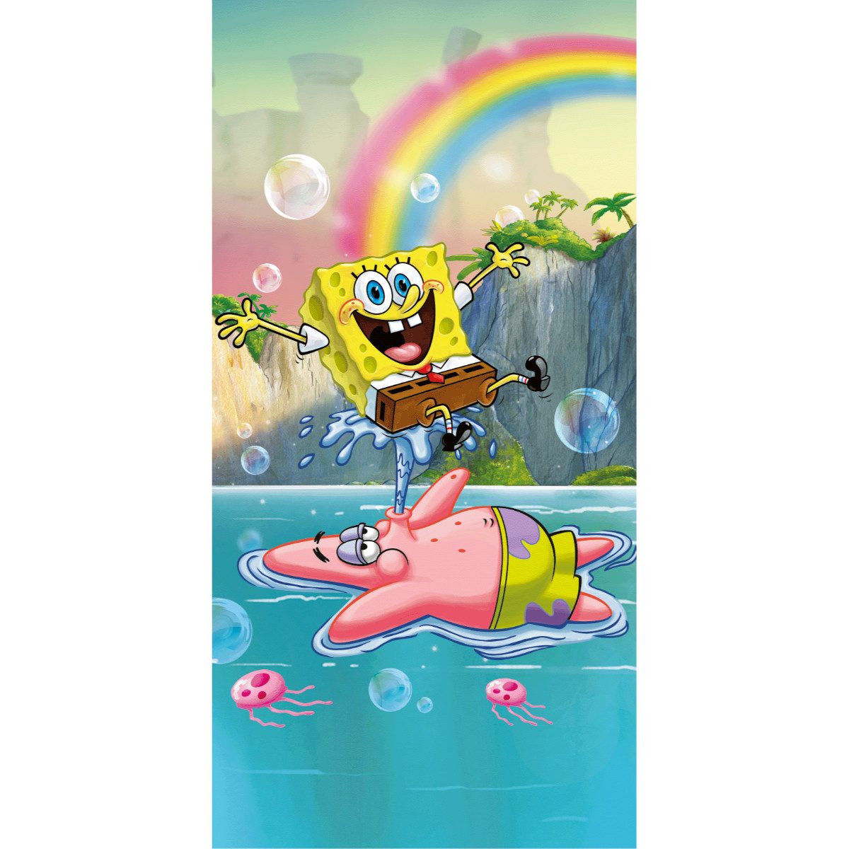 Sponge Bob Strandtuch Badehandtuch Strandtuch 70x140 cm aus Baumwolle