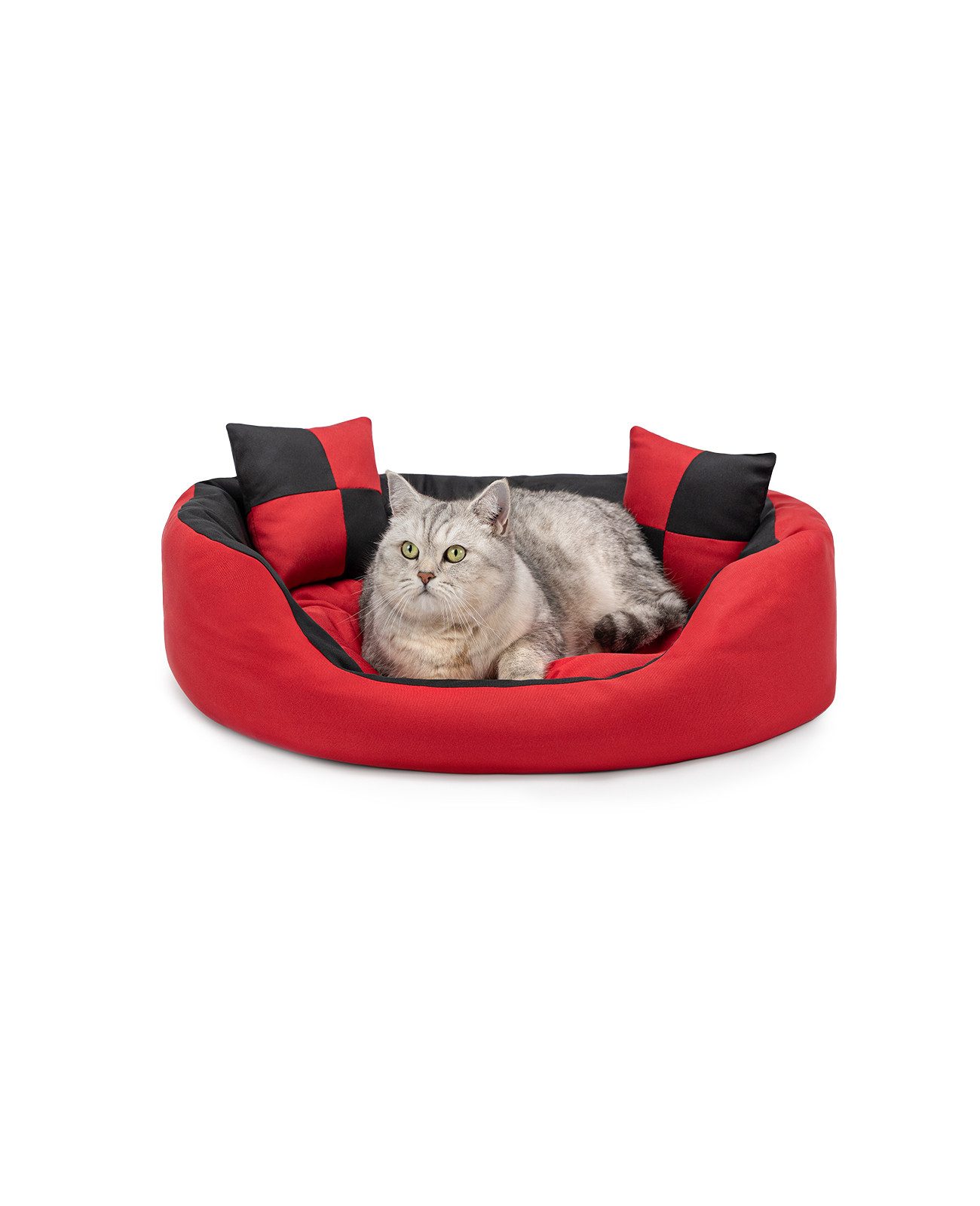 lionto Tierbett für Katzen, 4-in-1 Katzenbettchen wendbar, wasserabweisendes Textil, modern, wendbar, kratzfest & pflegeleicht