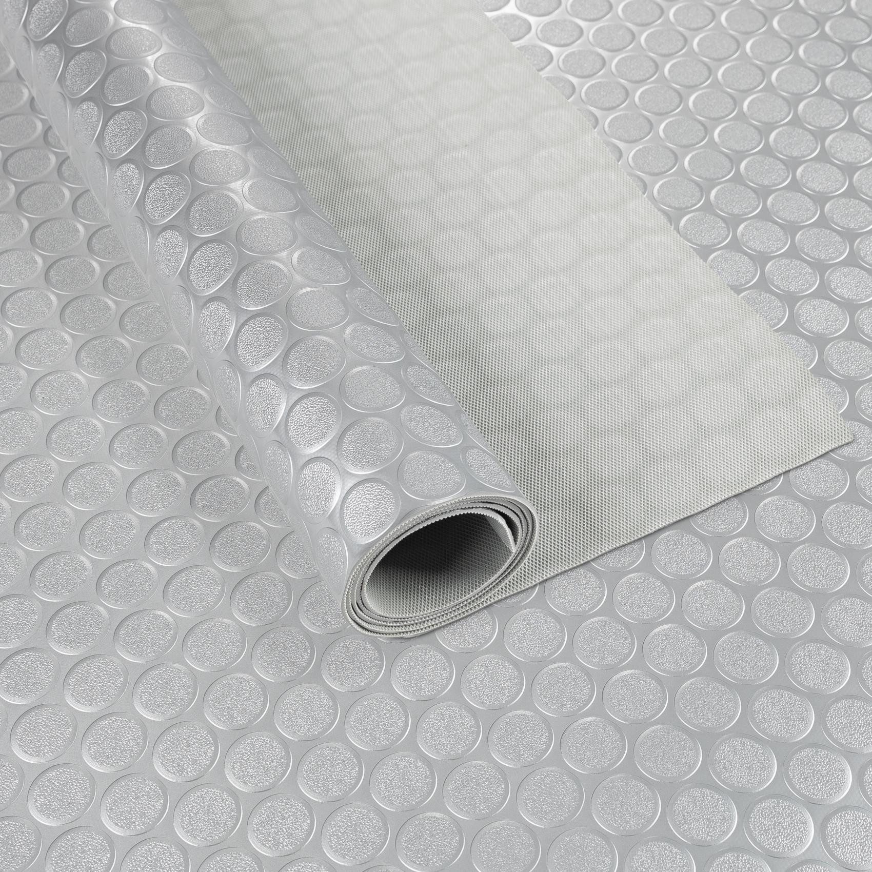 ANRO Vinylboden DIONIS PVC-Bodenbelag Noppen 1,5 mm wasserabweisend Privat/Gewerbe, Feuchtigkeitsbarriere, feine Optik, langlebig, Einzelstück, eine Rolle Bodenbelag, Isolierend und wasserbeständig Größe: 100x100cm Coins Silber