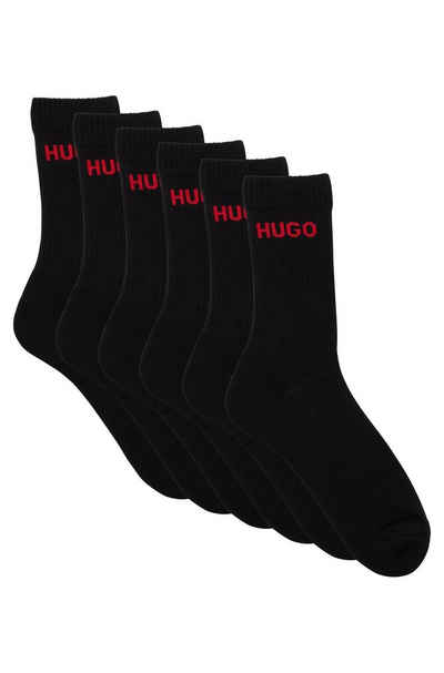 HUGO Носки 6P QS RIB LOGO CC (Packung, 6er Pack) mit eingestricktem HUGO Logo