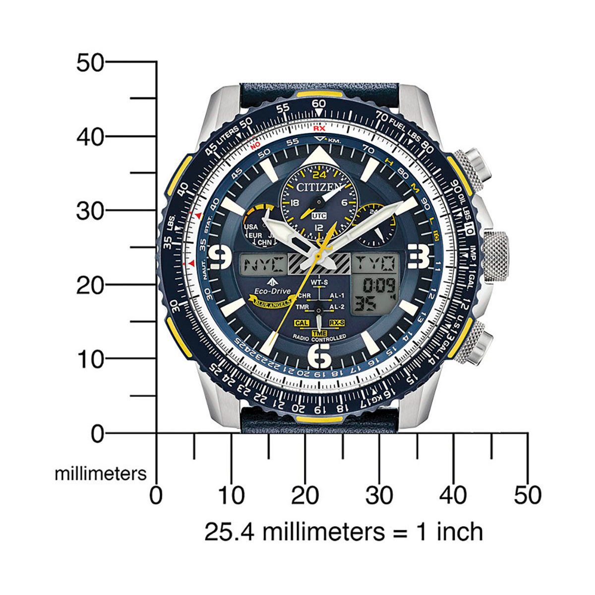 Citizen Funkchronograph Promaster Skyhawk "Blue Angels" JY8078-01L, Armbanduhr, Herrenuhr, Solar, Stoppfunktion, Lederarmband