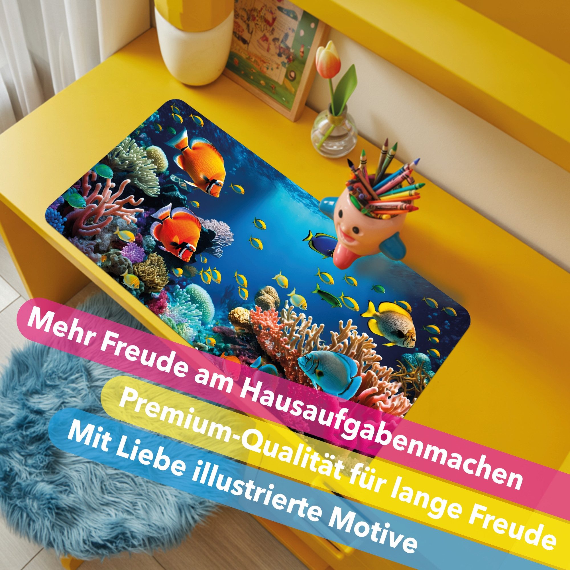 Lineo Schreibtischunterlage Malunterlage für Kinder abwischbar, (1 tlg., XXL Kinder-Tisch-Unterlage) – Bild 5 von 5
