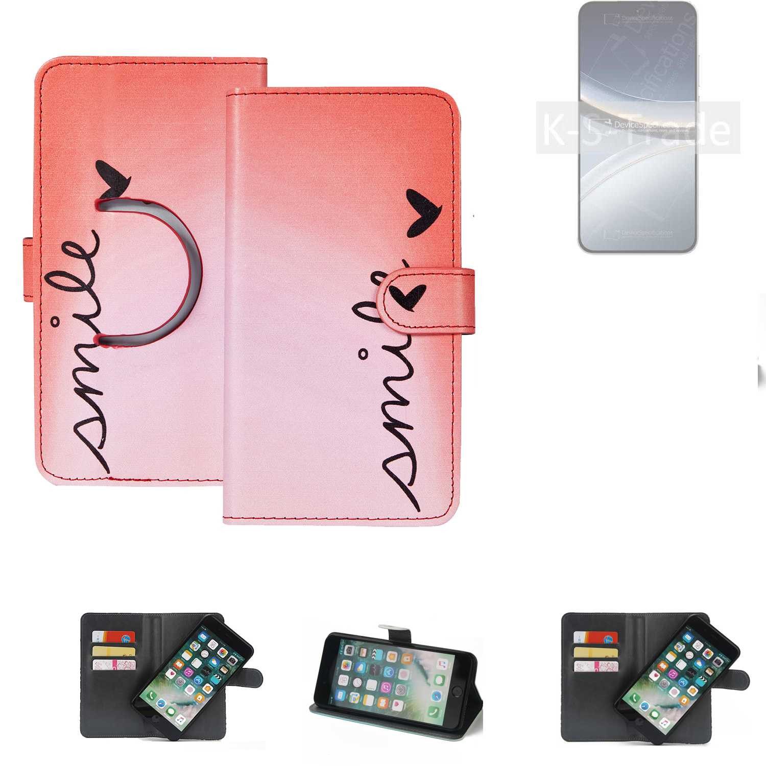 K-S-Trade Handyhülle für POCO F7, Schutzhülle Handyhülle Hülle cover bookstyle Etui “smile“