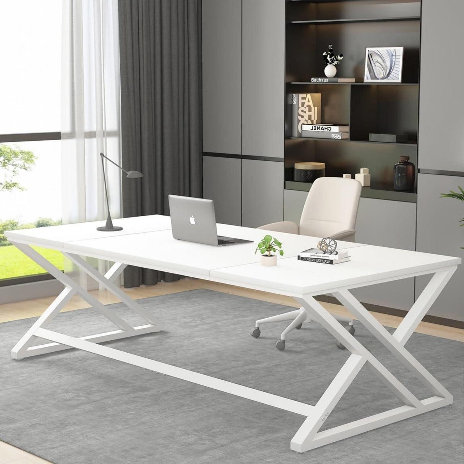 LuxusKollektion Schreibtisch Langer Computertisch groß Holz Metall Büroschreibtisch modern rustikal