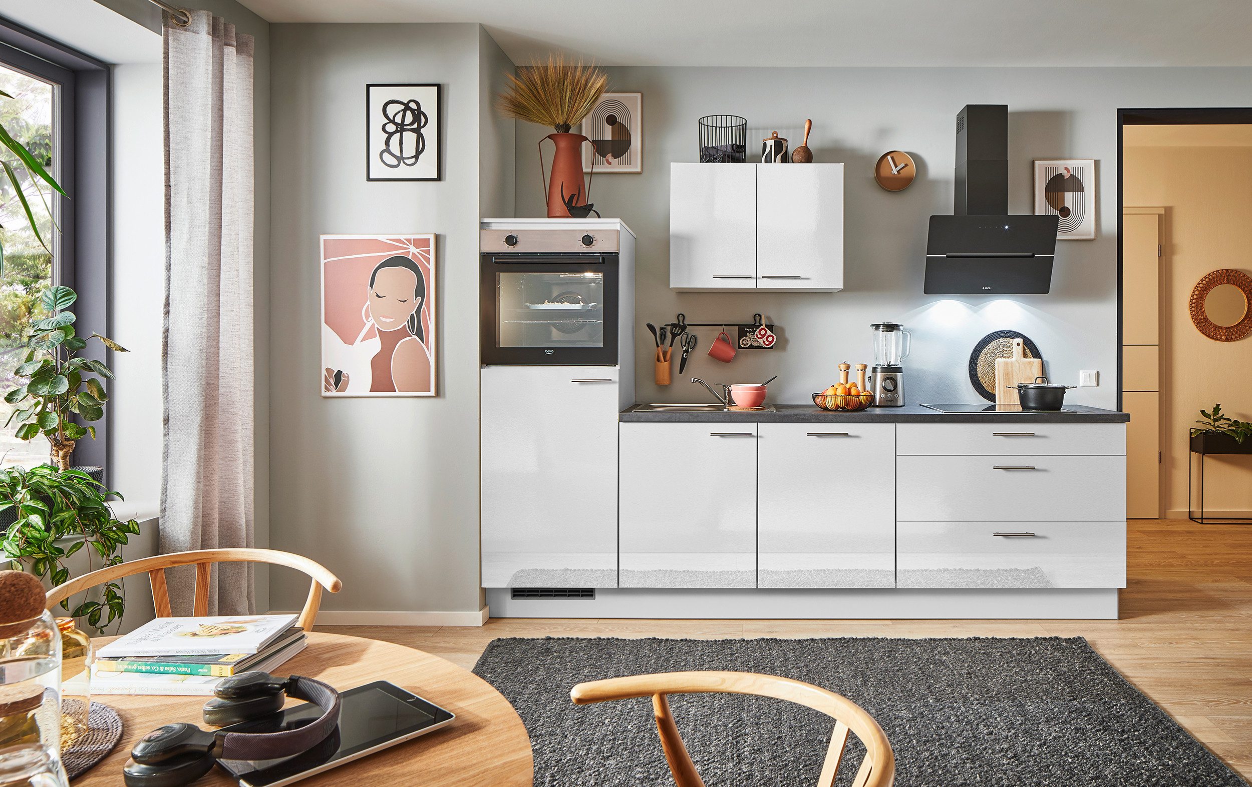 pino Küchenzeile Helsinki, individuell anpassbar, gratis Küchenplanung mit Profis, (Breite 270cm), vormontiert, wahlw. mit E-Geräten, Preis inkl. Lieferung