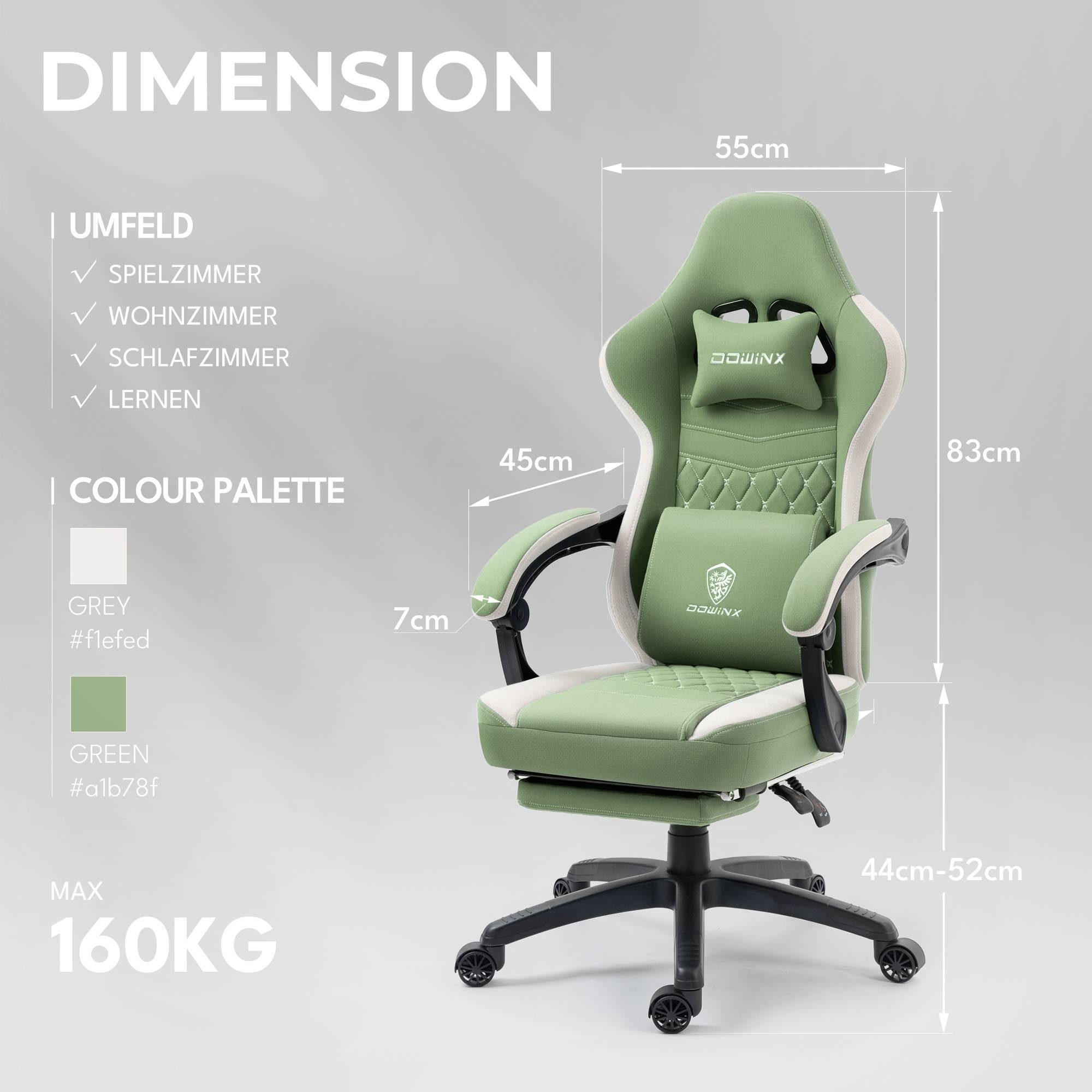 Dowinx Gaming-Stuhl Stoff-Massage-Gaming-Stuhl mit Fußstütze, ergonomisches günstig online kaufen