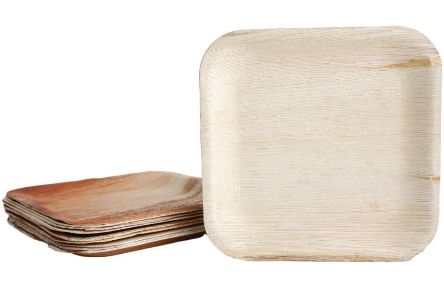 KOKA Einwegteller 10x Palmblatt Einweg-Teller viereckig Eco-Geschirr, (10 St), geeignet für Party, Grillfest kompostierbar 20x20 cm