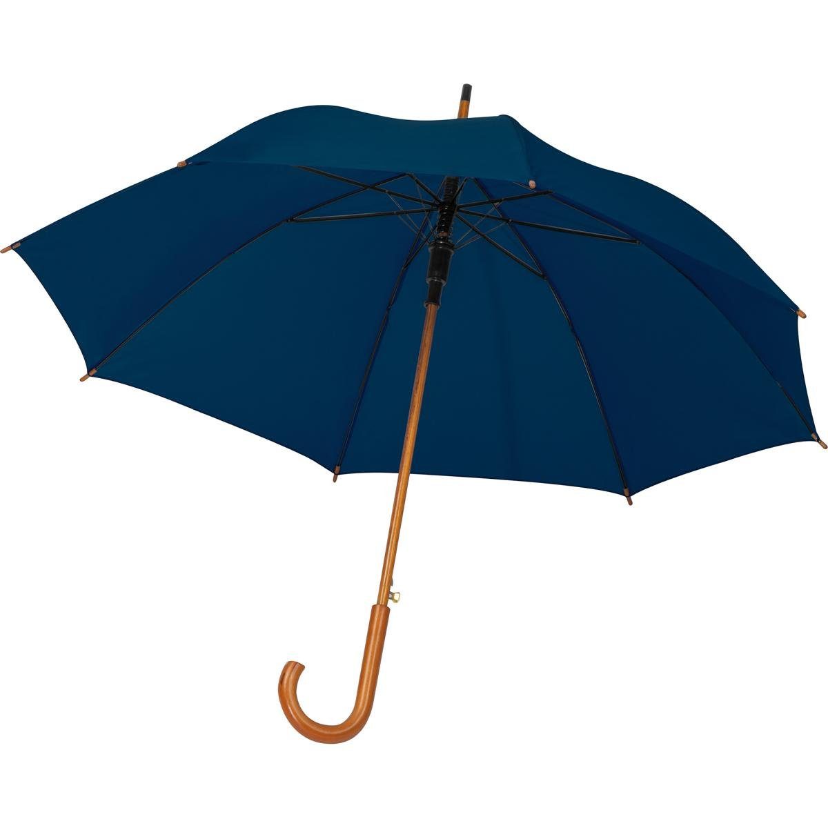 Livepac Office Stockregenschirm Automatik-Regenschirm mit Holzgriff / Farbe: dunkelblau