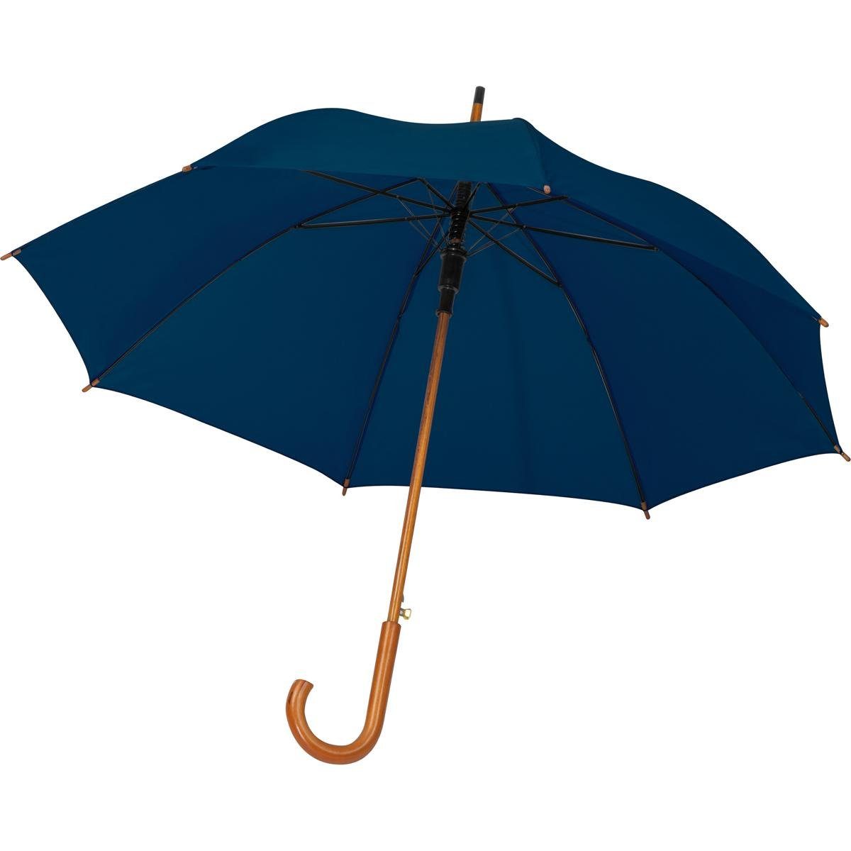 Easy Gifts Stockregenschirm Automatik-Regenschirm mit Holzgriff / Farbe: dunkelblau
