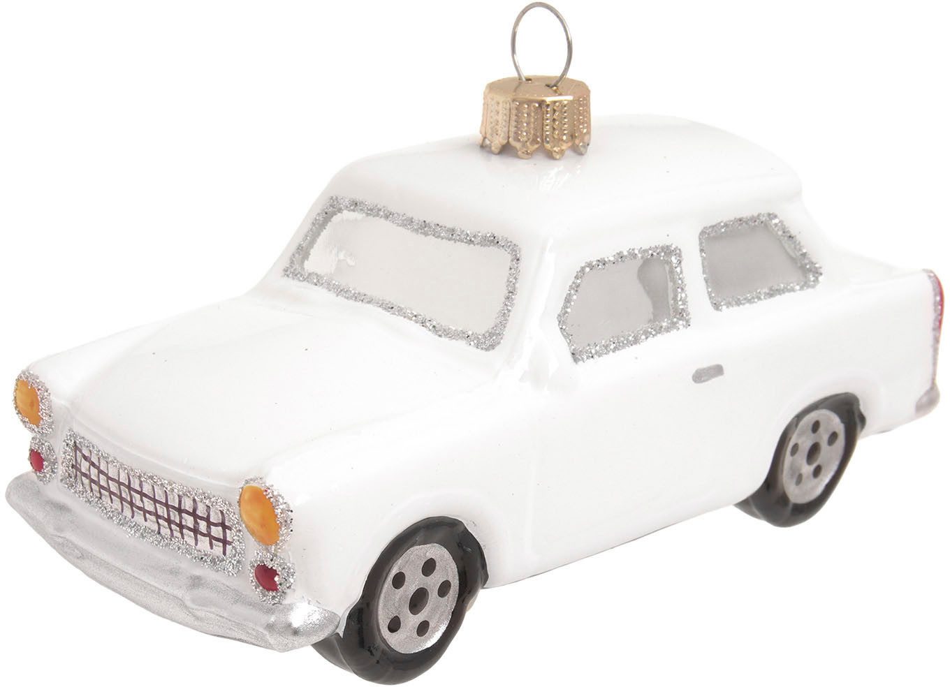 Krebs Glas Lauscha Christbaumschmuck Weißer Trabant, 11cm (1-tlg), Christbaumschmuck aus Glas, mundgeblasen, handgefertigt, Figur