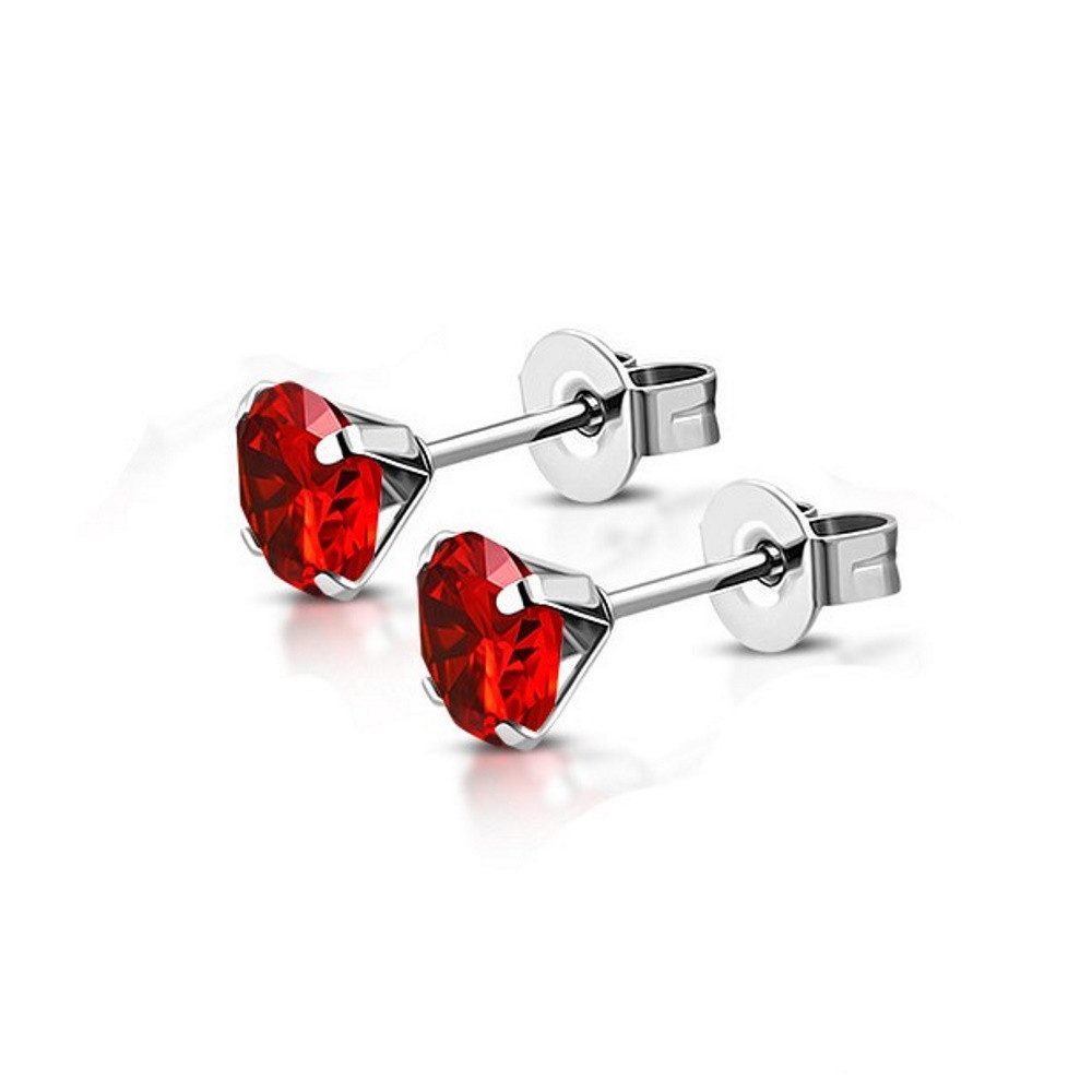 BUNGSA Ohrring-Set Серьги-гвоздики Kristall 10 mm aus Edelstahl Damen orangerot (1 Paar (2 Stück), 2-tlg), Ohrschmuck Серьги