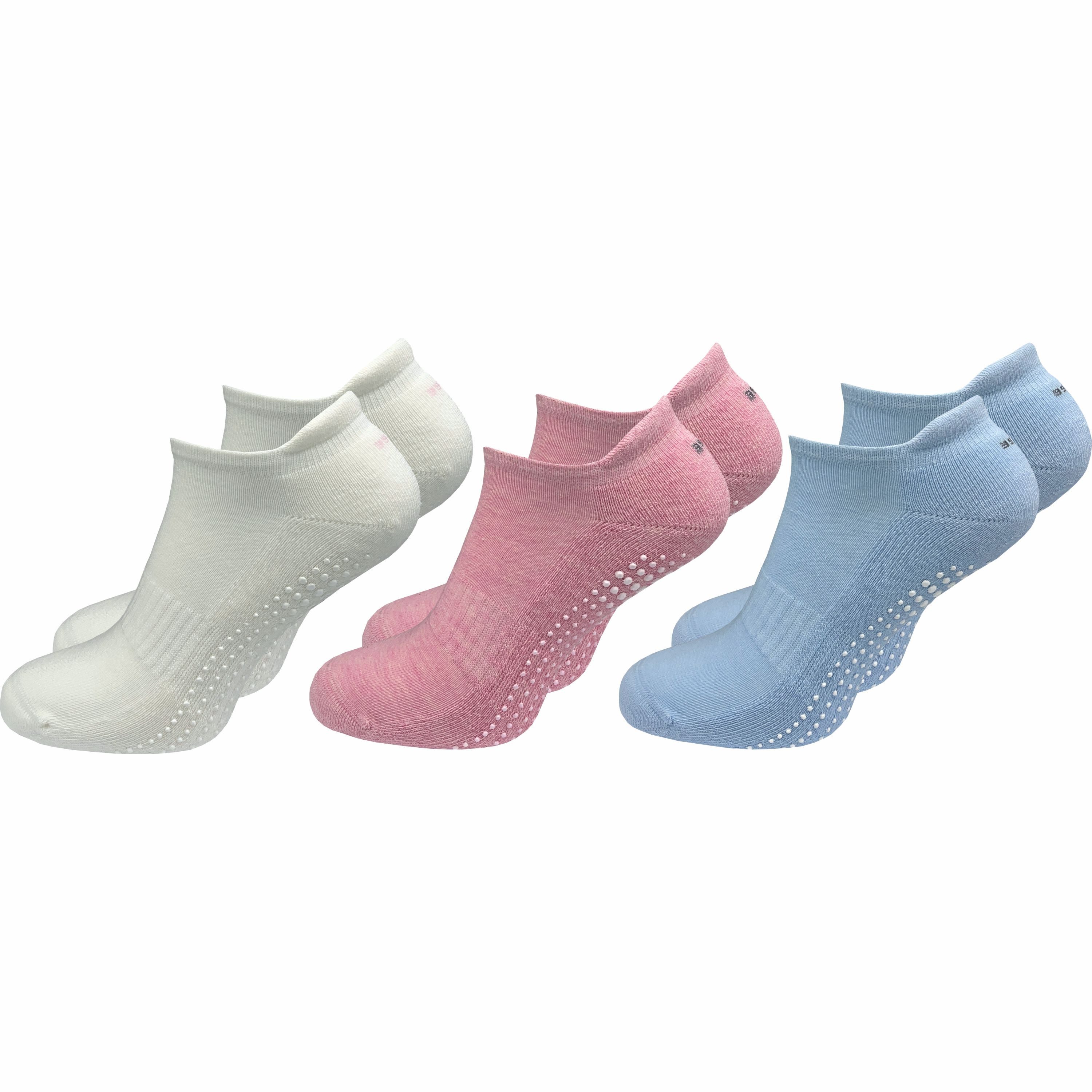 GAWILO ABS-Socken für Damen - Yoga & Pilates Socken - sicherer Halt auf glatten Böden (3 Paar) - rutschfest - mit hohem Baumwollanteil