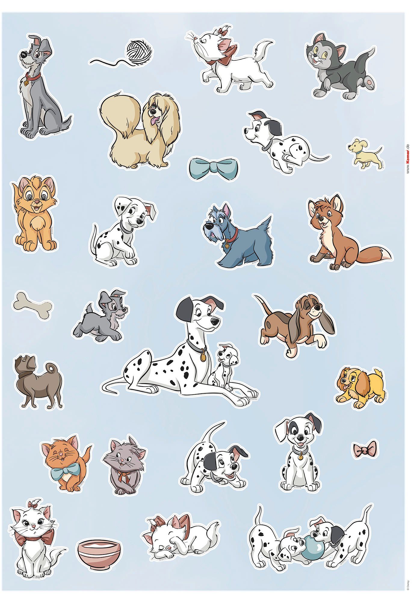 Komar Wandtattoo Dogs cm Disney (Breite (27 St), selbstklebendes and x Cats Wandtattoo Höhe), 50x70