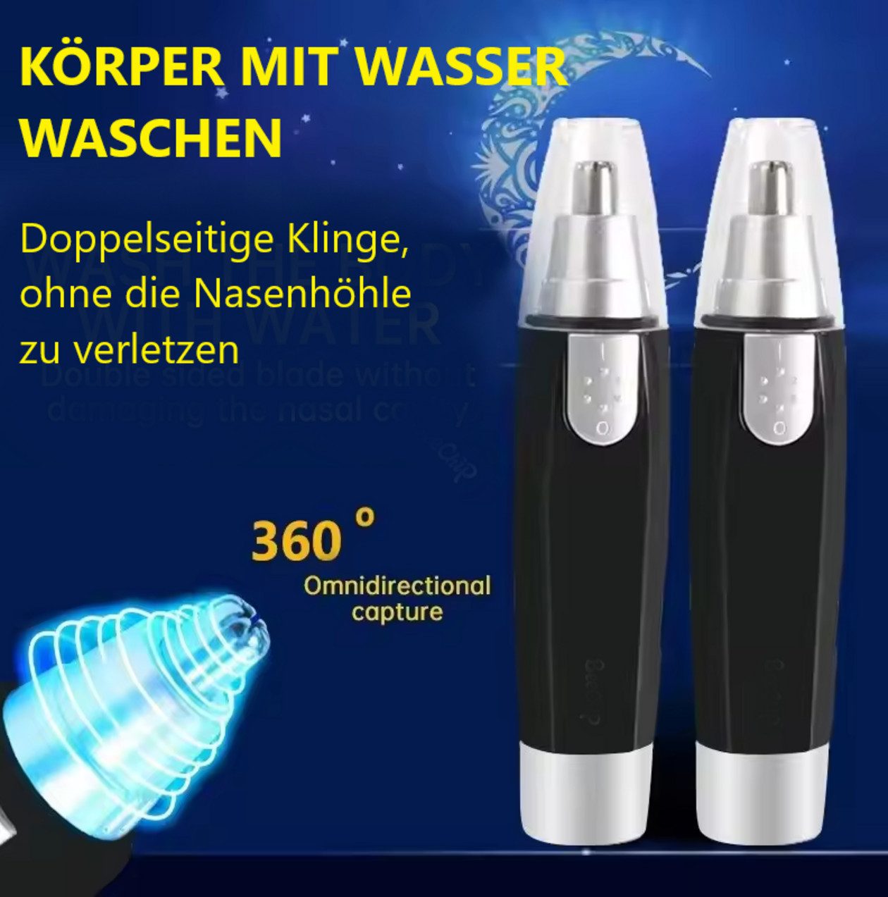 Montegoni Beauty-Trimmer Elektrischer Nasen- und Ohrenhaarschneider für Männer und Frauen, Schmerzloser Haarschneider mit langlebiger Klinge für präzises Trimme – Bild 4 von 5