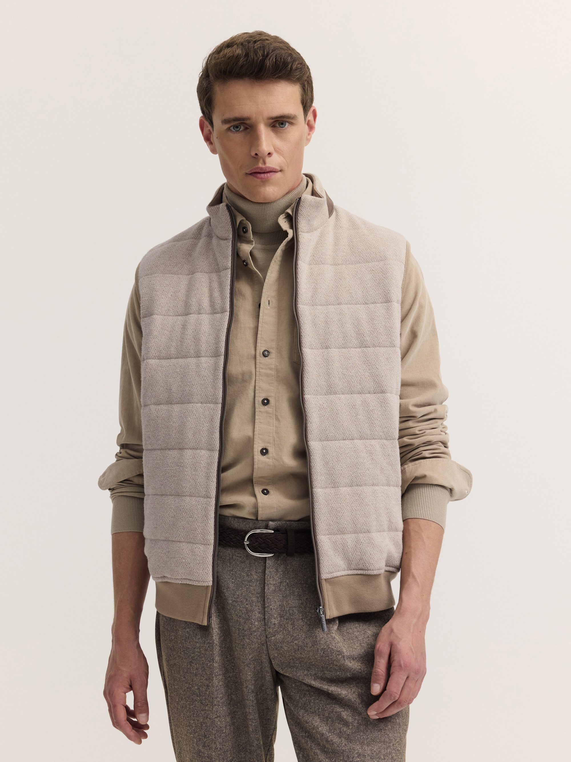 bugatti Strickweste Regular Fit Regular Fit Baumwolle Jacquard Stehkragen