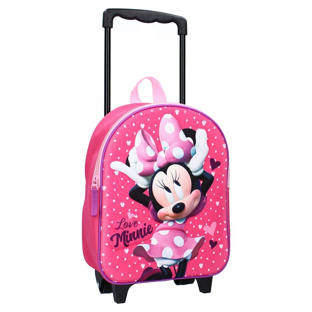 Vadobag Kinderrucksack Minnie Maus 3D Trolley 33 cm Rucksack Minnie Mouse Strong Together (088-1690), Kinder Reisekoffer, mit schönem dreidimensionalem Bild, Red Rosa