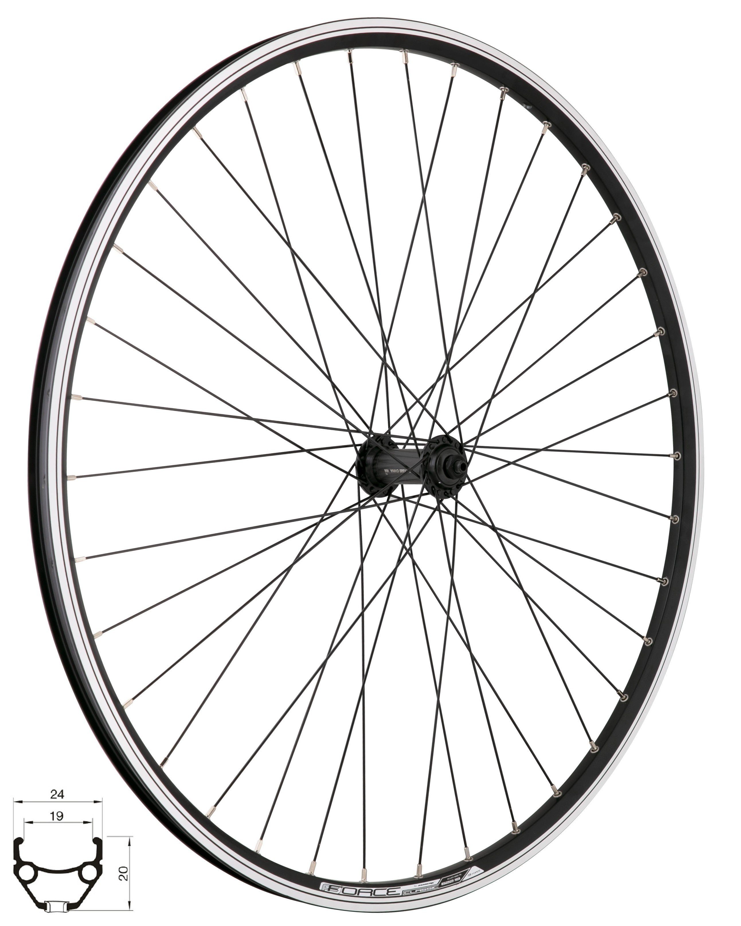 Fahrrad-Laufrad Vorderrad 28/29" FORCE CLASSIC 622x19 "V" HBTX500 36sh