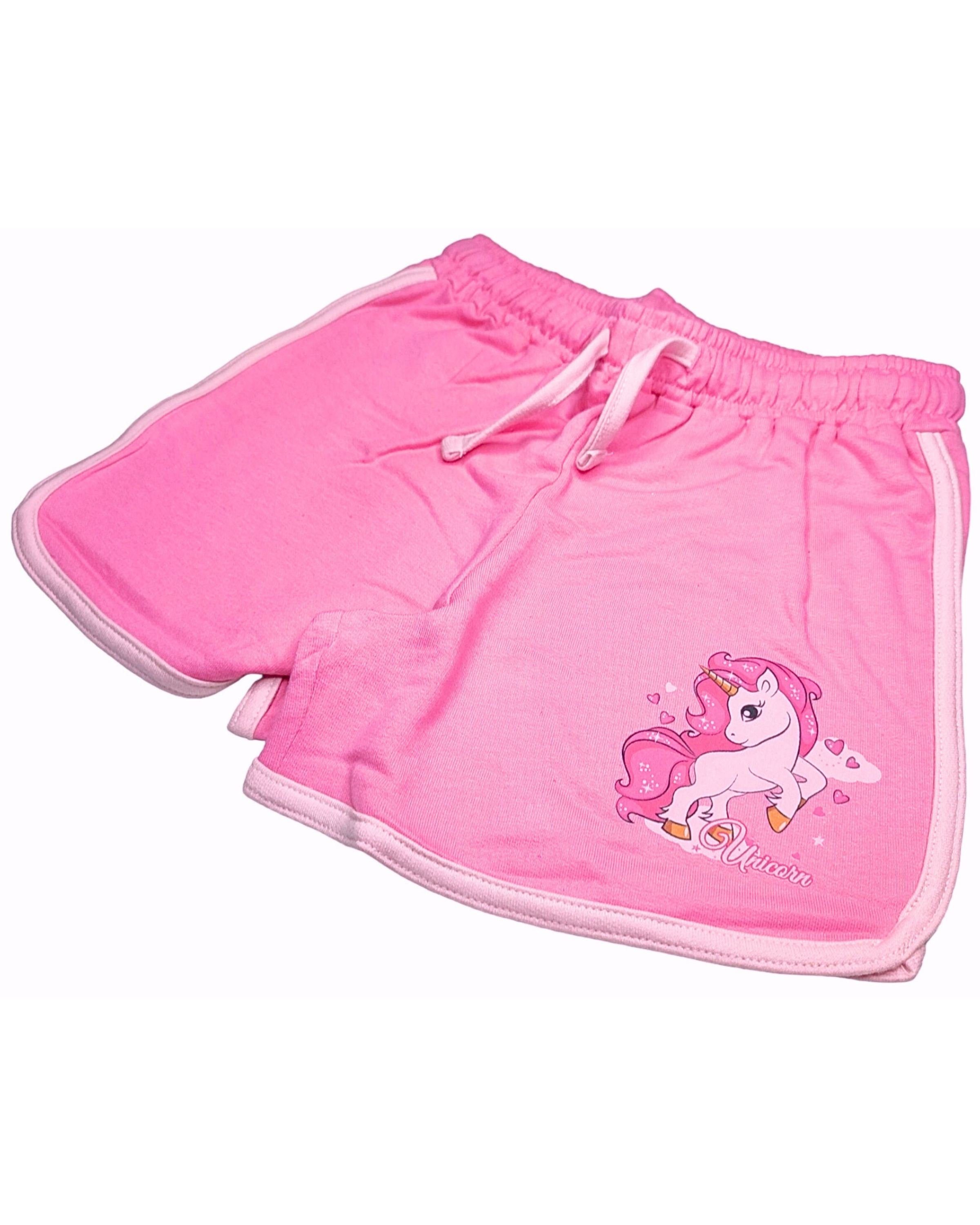 Essentials United - aus Gr. Baumwolle Shorts 128 Hose 98 Mädchen Einhorn cm Pink kurze