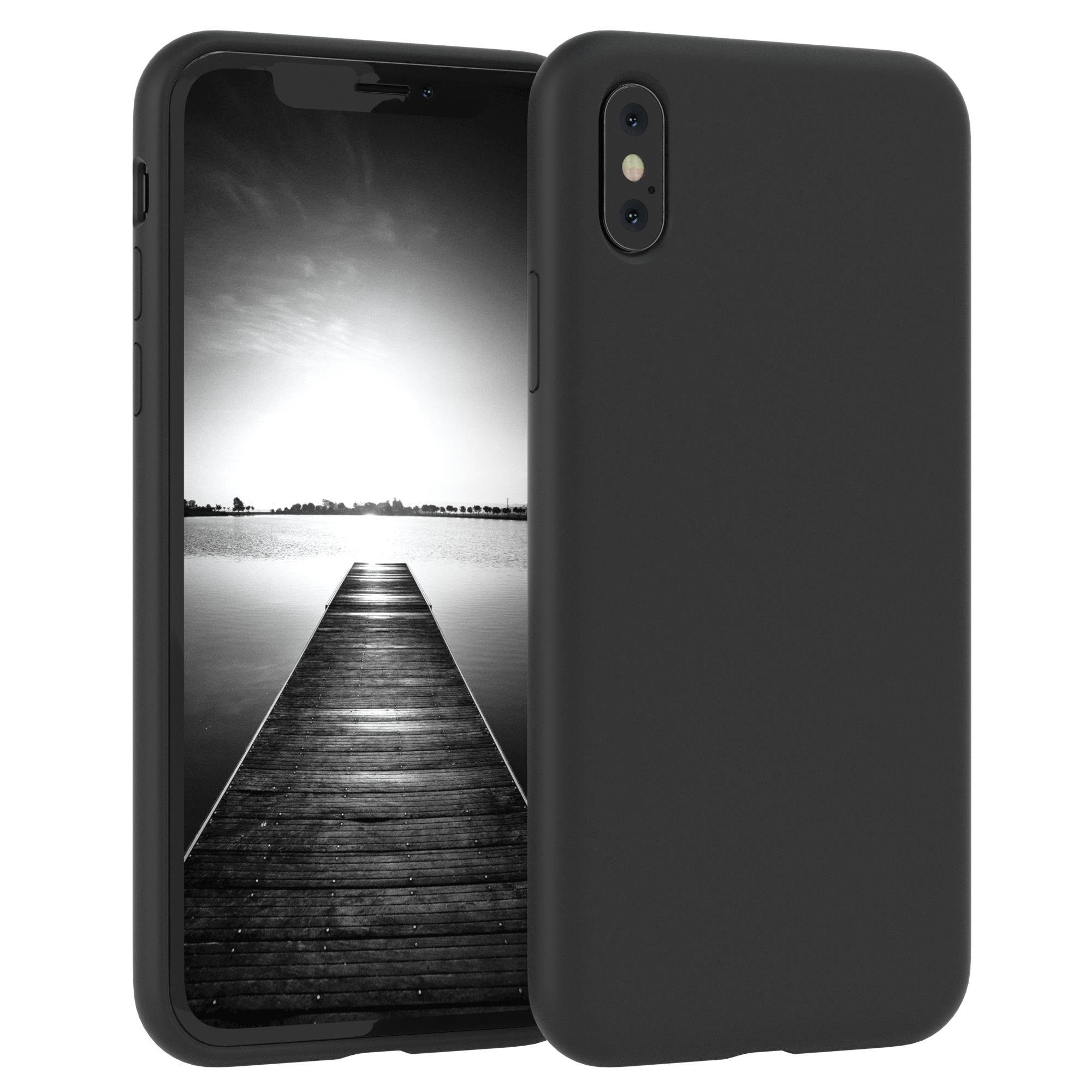 EAZY CASE Handyhülle Premium Silikon Case für iPhone X / iPhone XS 5,8 Zoll, Hülle mit Kameraschutz Bumper Silikonhülle stoßfest Slimcover Schwarz