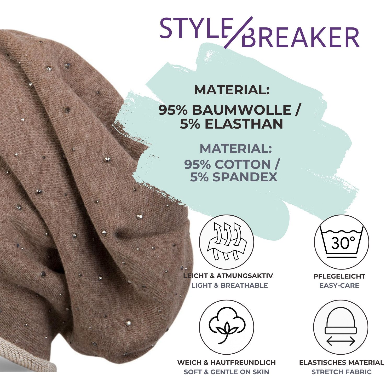 styleBREAKER Beanie Beanie mit Strass Nieten (1-St)