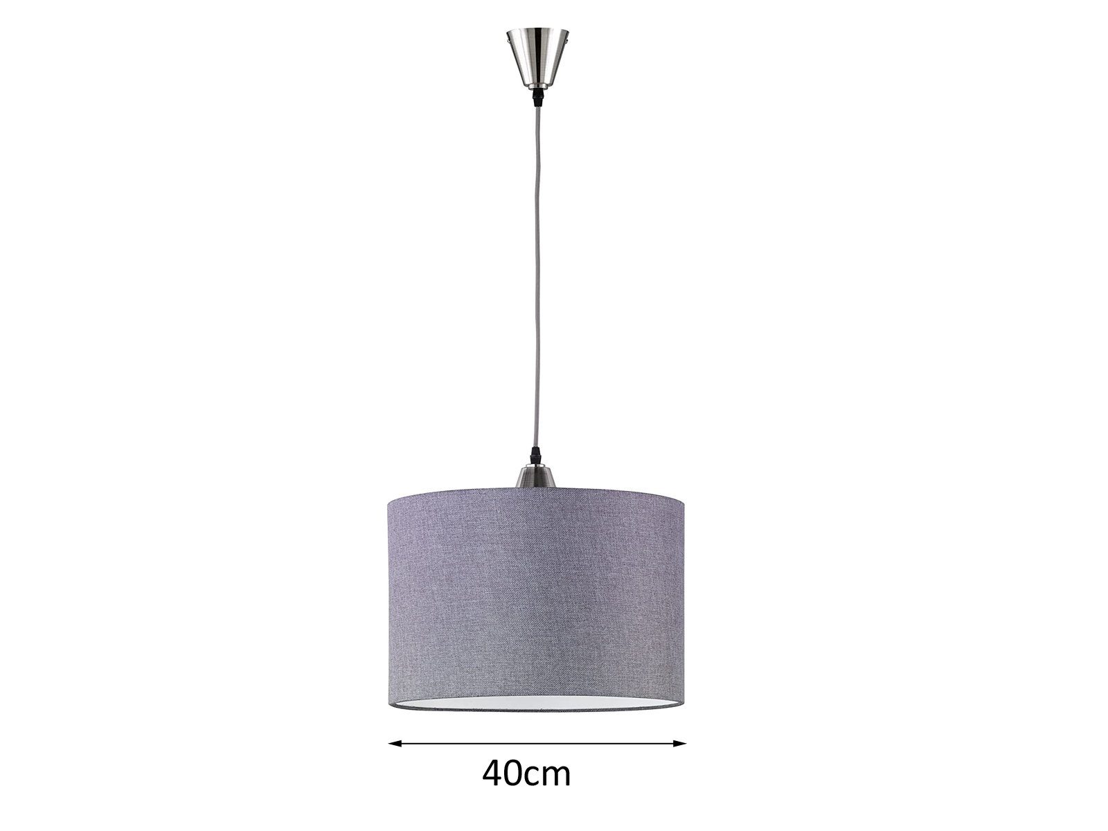 TRIO Pendelleuchte, Stoff-lampe Lampenschirm Esstisch-lampe modern Grau, Ø40cm ohne Leuchtmittel, Treppenhaus