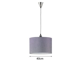 TRIO Leuchten Pendelleuchte, ohne Leuchtmittel, Esstisch-lampe modern Treppenhaus Lampenschirm Stoff-lampe Grau, Ø40cm