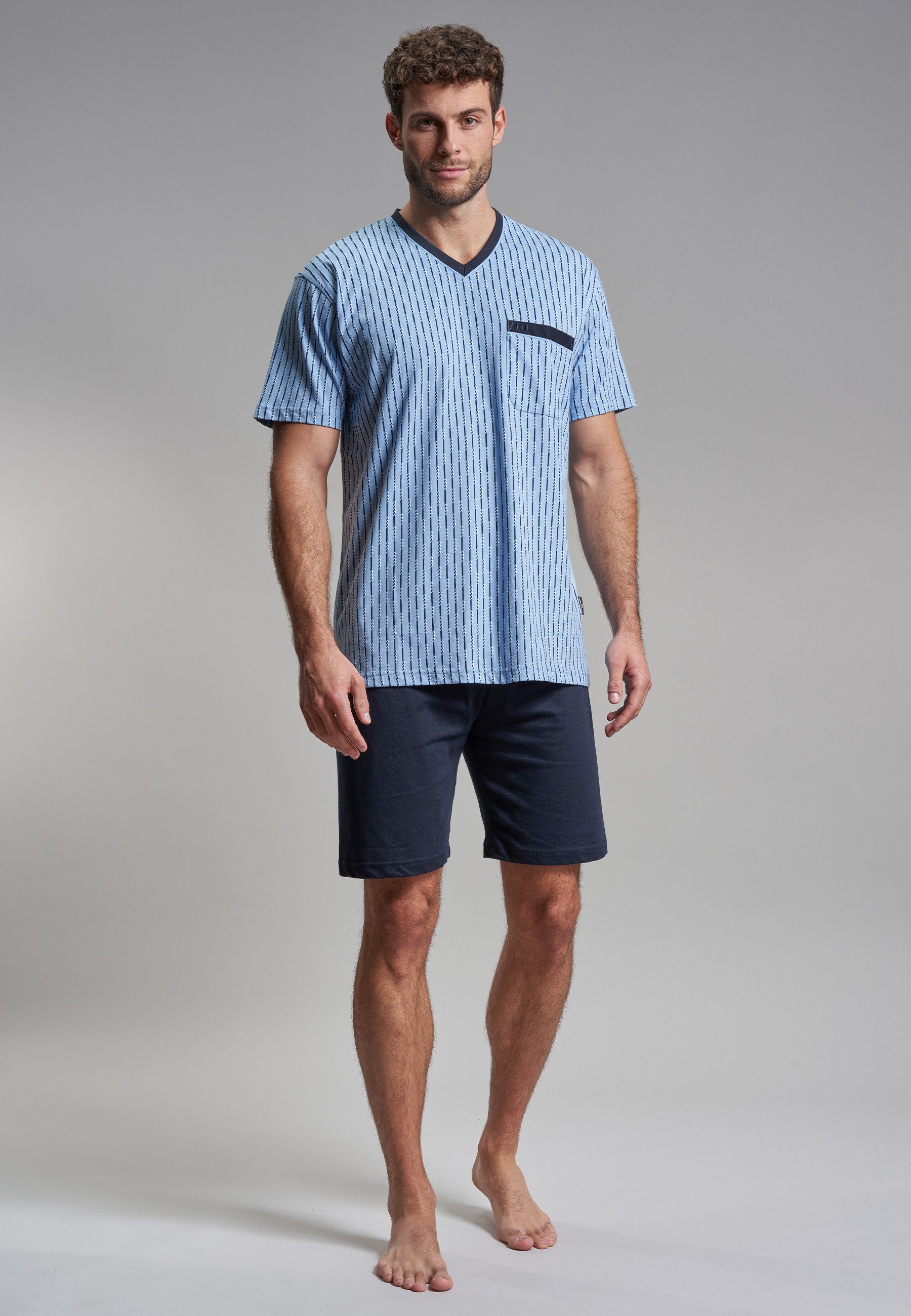 GÖTZBURG Shorty GÖTZBURG Herren Shorty blau bedruckt (1 tlg)