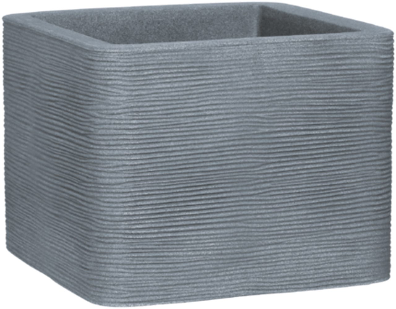 Pflanzkübel Pflanztopf Würfel mit Rillenstruktur Kunststoff 40 cm hoch grau