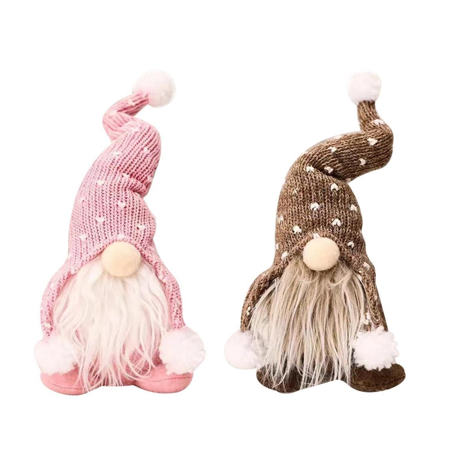 LuxusKollektion Wichtel Weihnachtswichtel Plüsch Rosa + Khaki (2 St)