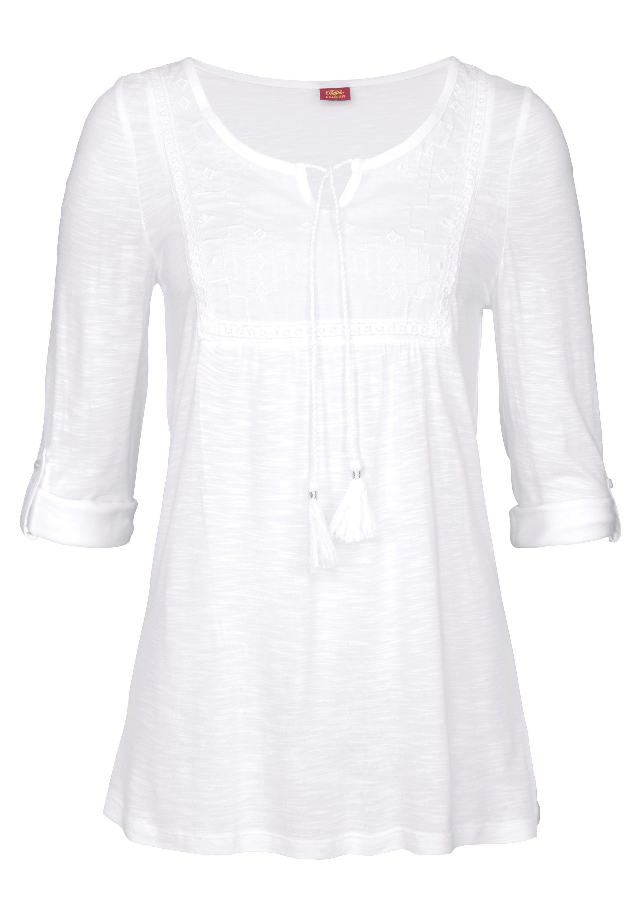 Buffalo Strandshirt mit Stickerei und Quasten, Tunika, 3/4-Arm, Blusenshirt – Bild 2 von 5