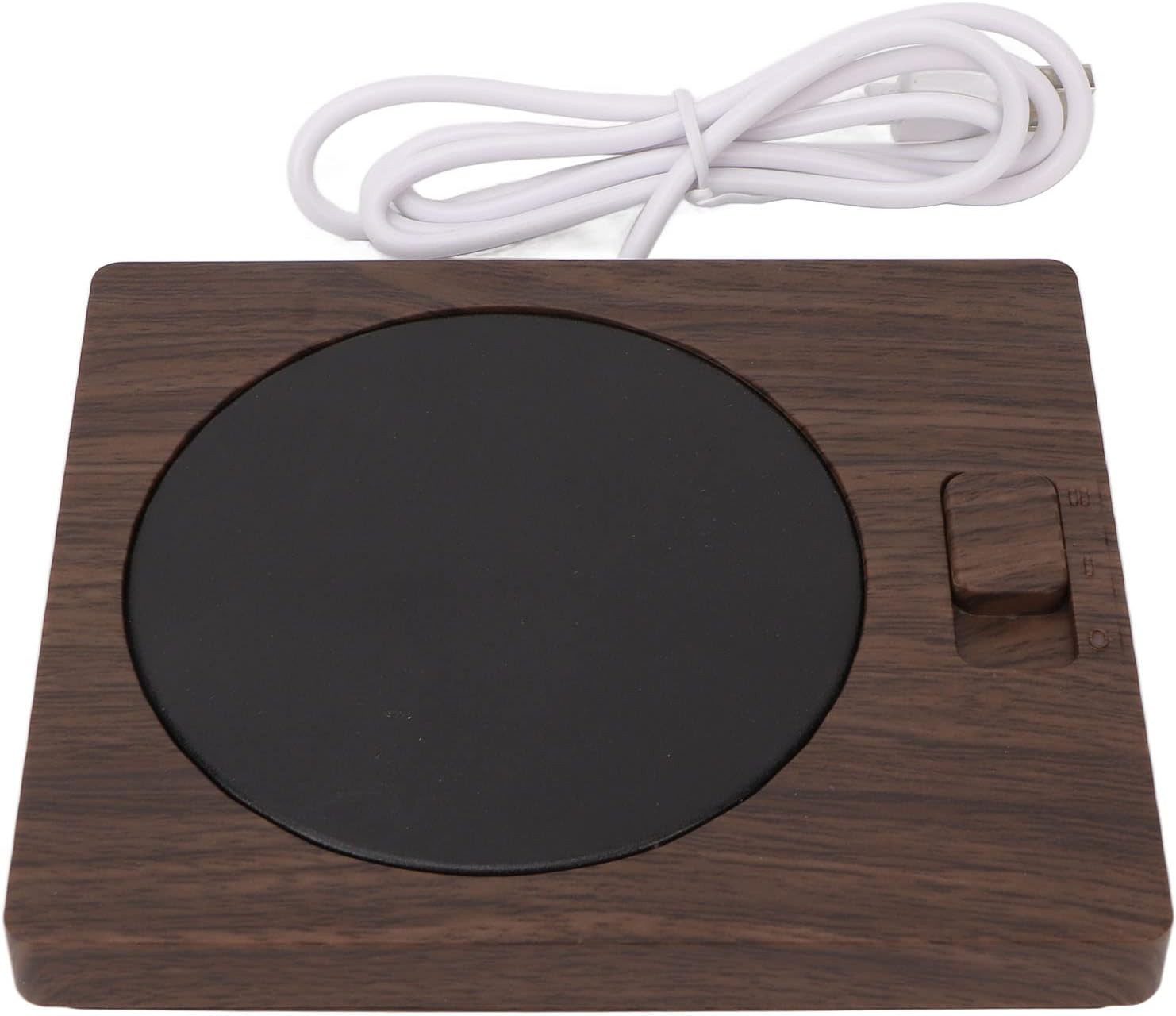 POPOLIC Підігрівач чашок Підігрівач чашок 2 Stufen Temperatur Einstellbar USB für Tee (Nussbaum), Heizuntersetzer, Untersetzer mit konstanter Temperatur