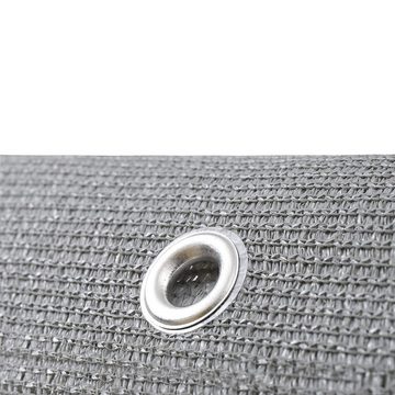 Sekey Balkonsichtschutz HDPE Balkonverkleidung Sonnenschutz für Balkon Sichtschutz ohne Bohren Grau-weiß-schwarz gestreift, mit Aluminiumösen