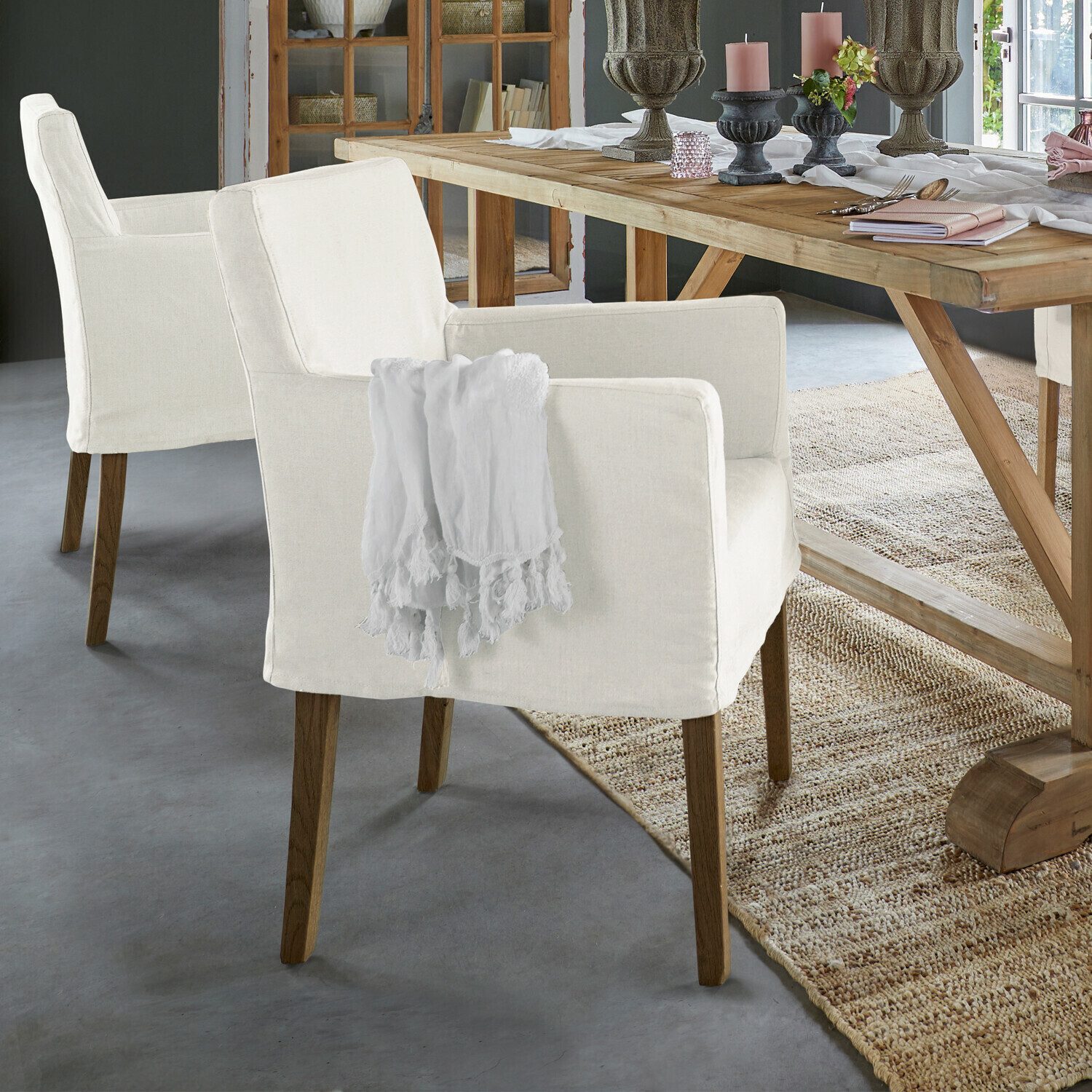 Mirabeau Esszimmerstuhl Stuhl Longhill weiß/braun