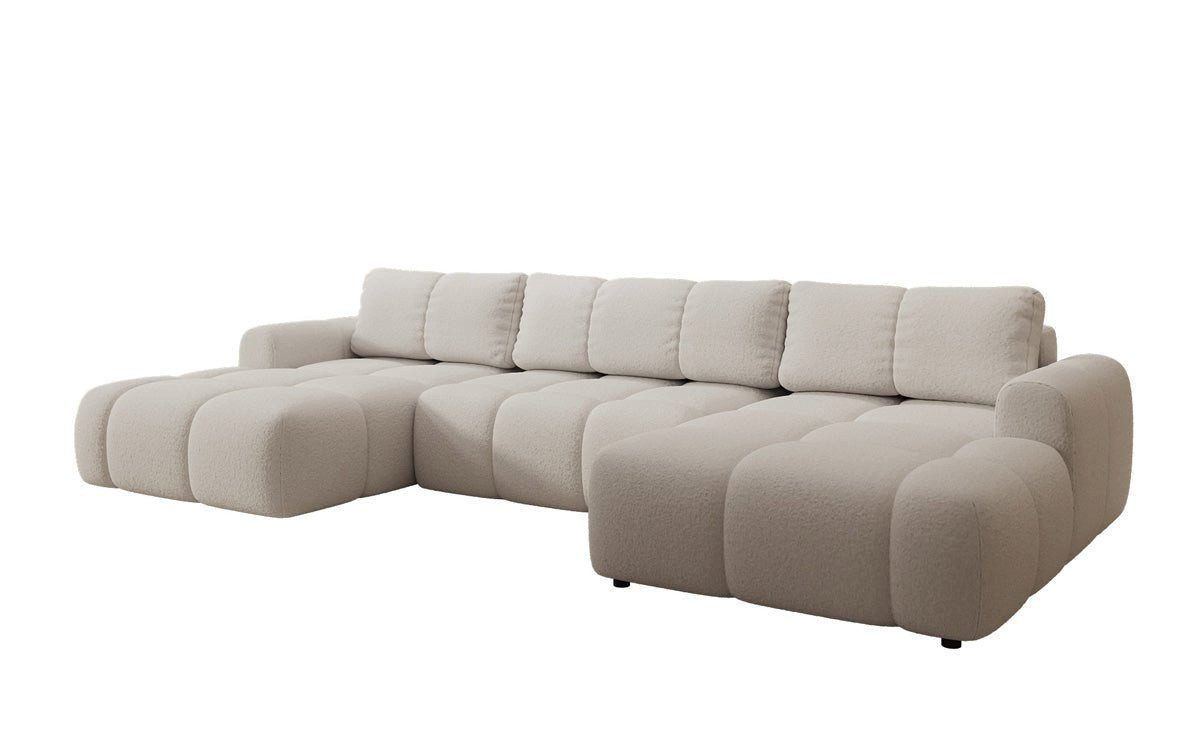 Luxusbetten24 Schlafsofa Designer Sofa Analfi U in Bouclé, mit Stauraum und Schlaffunktion