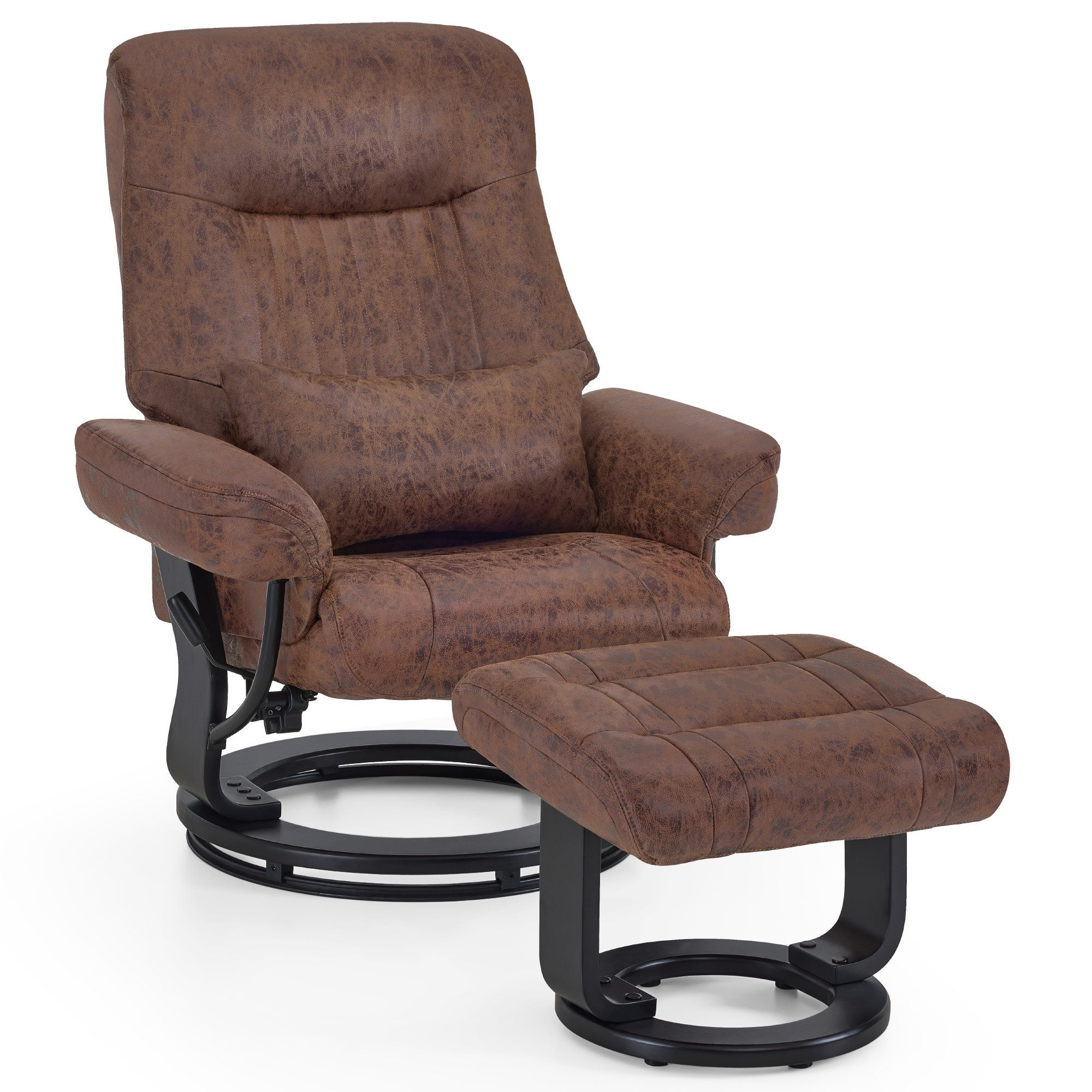 MCombo Relaxsessel M MCombo Relaxsessel mit Liegefunktion, Lesesessel mit Hocker 9035 (Relaxsessel inkl. Hocker), 360° Drehbarer, mit Kissen & Seitentasche, bis 120 Kg Belastbarer