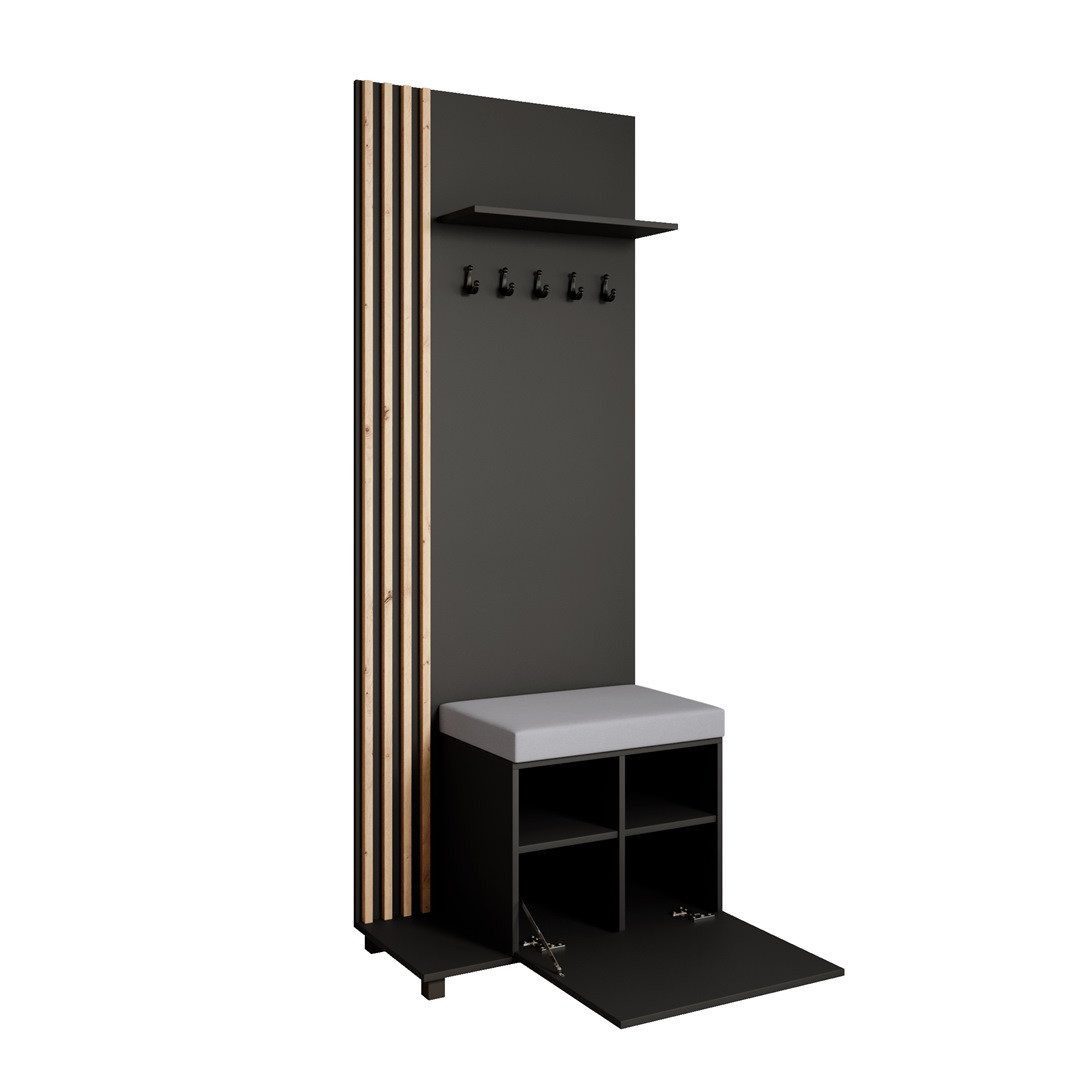 Beautysofa Garderobenschrank Garderobenschrank mit Aufhängern LIVIA (Mit eleganten Kleiderbügeln) mit Verschließbarer Schuhschrank
