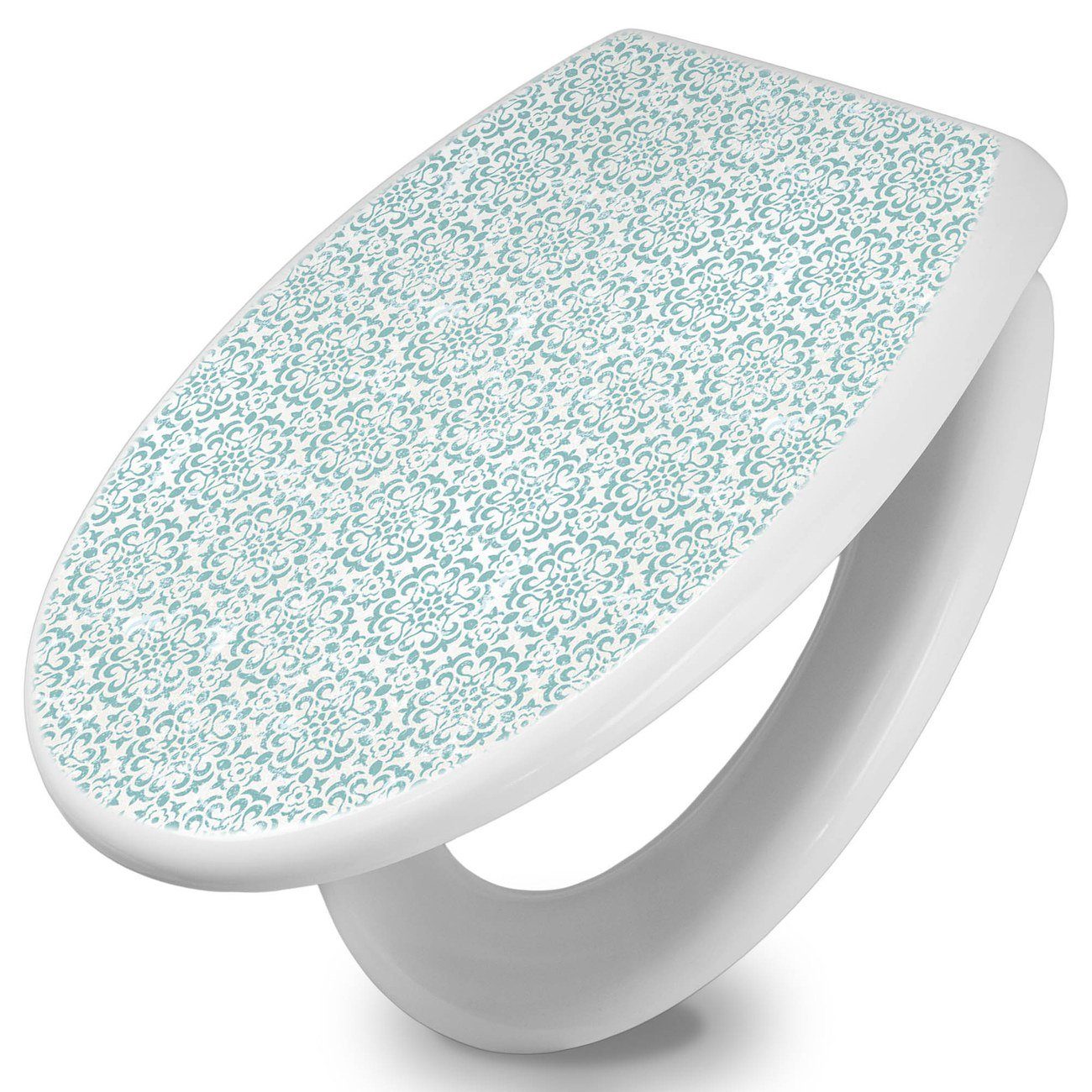 banjado WC-Sitz Motiv Muster Getupft Blau (umweltfreundliches Material, integrierte Scharniere), ‎44 x 37 x 5cm